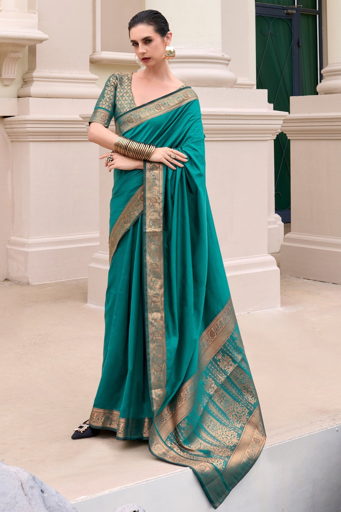 Atoll Green Banarasi Handloom Saree