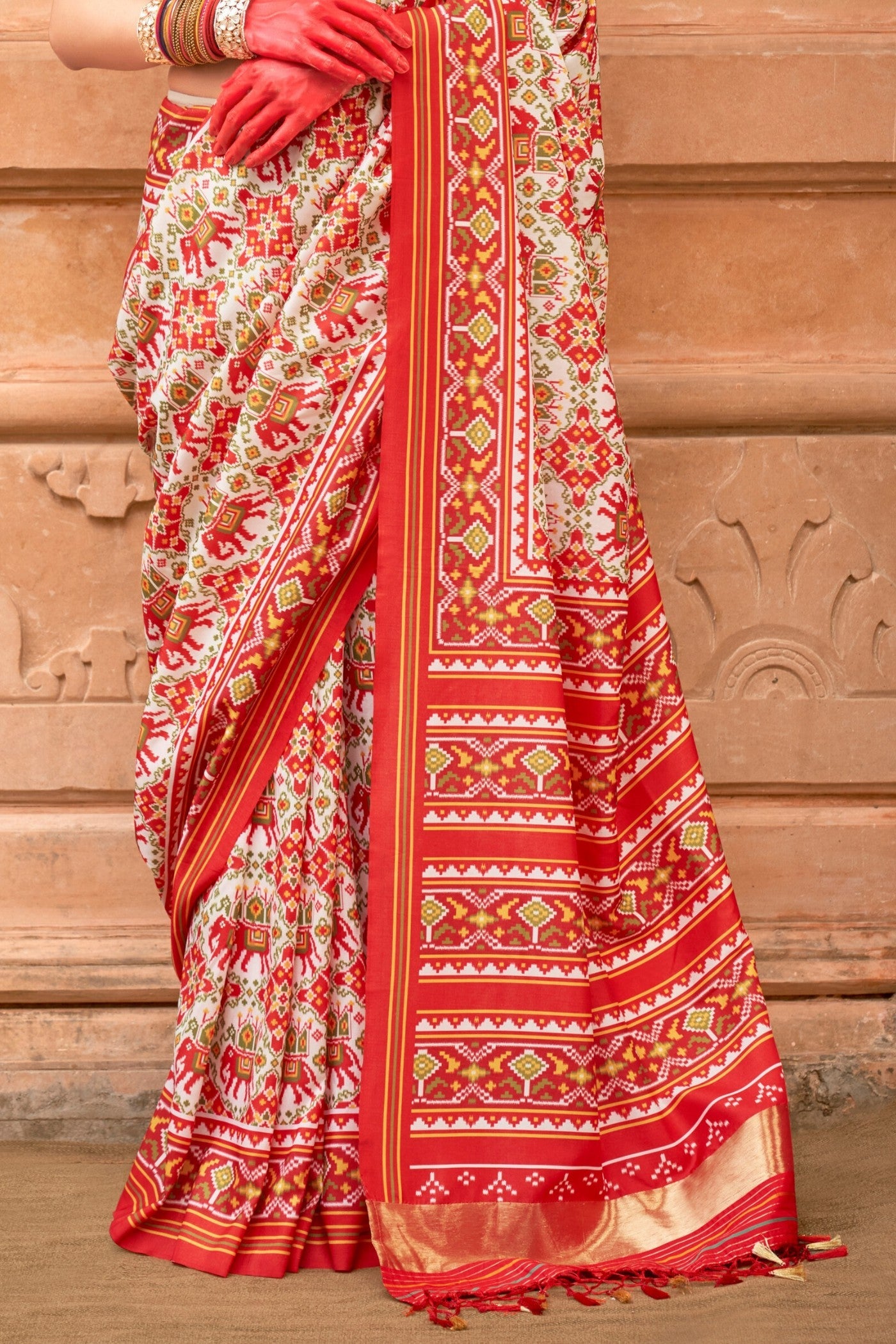 Jasper Orange Printed Patola Saree