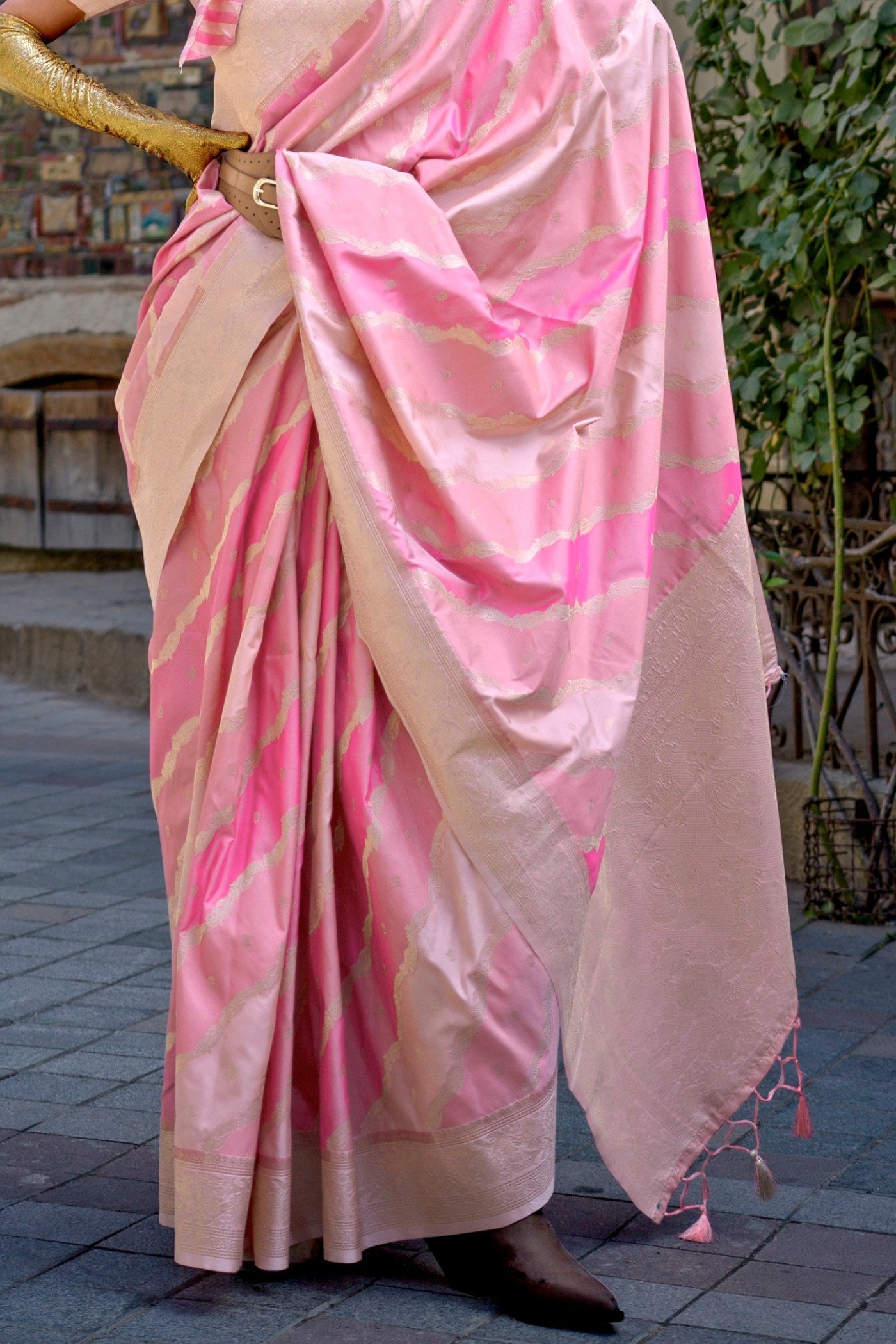 Kobi Pink Katan Handloom Silk Saree