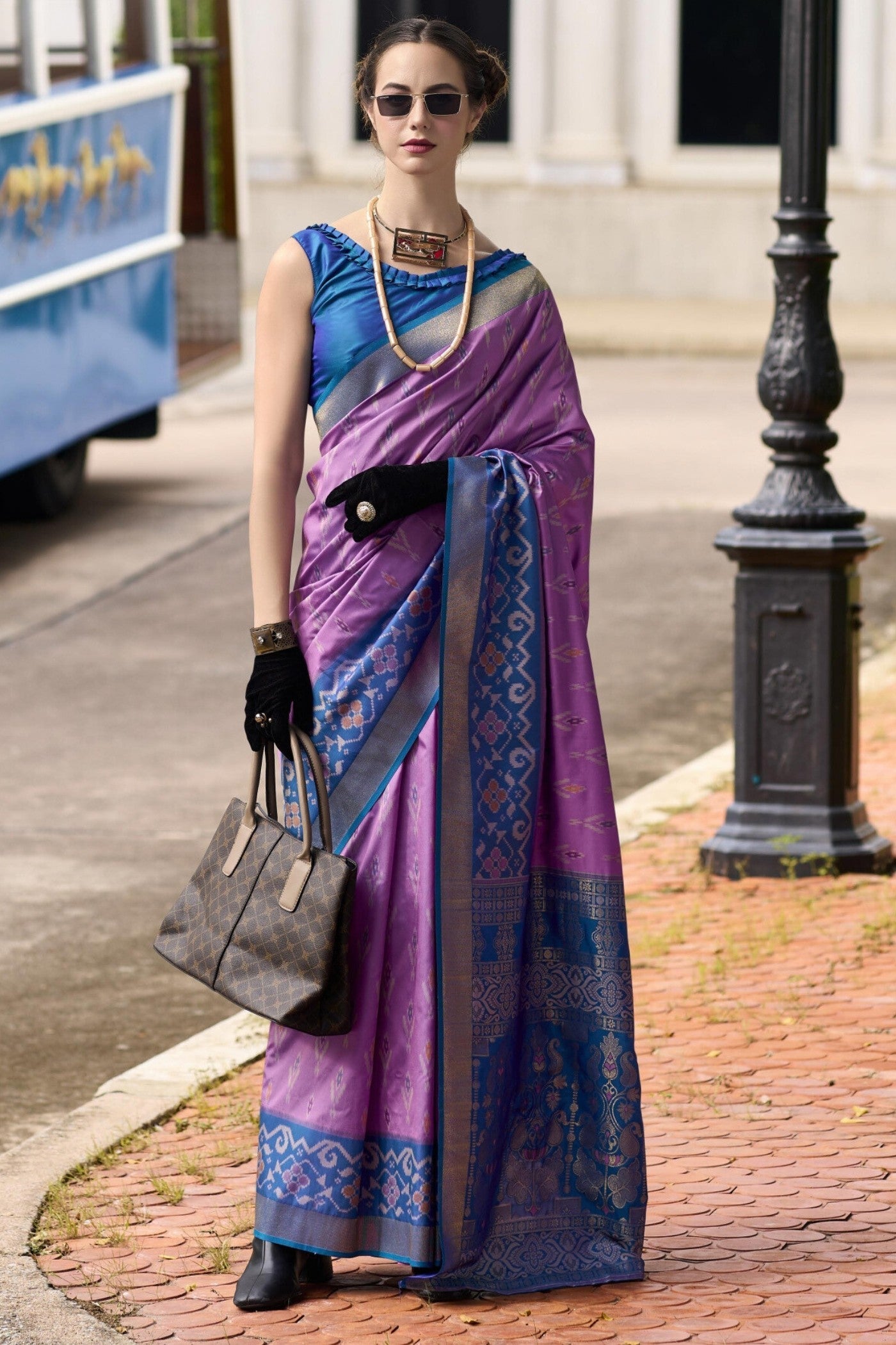 Cosmic Purple Woven Banarasi Soft Silk Saree