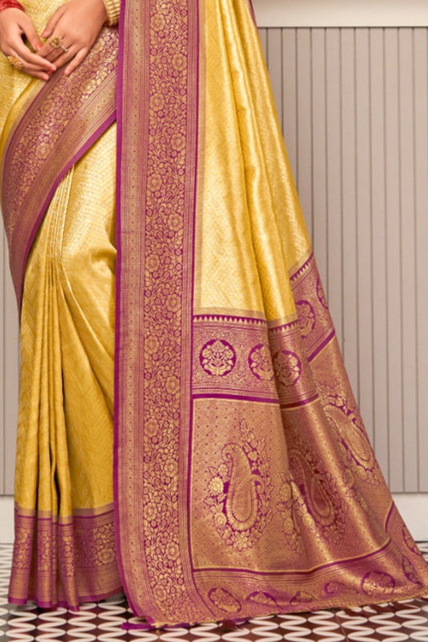 Turmeric Yellow Zari Woven Kanjivaram Saree