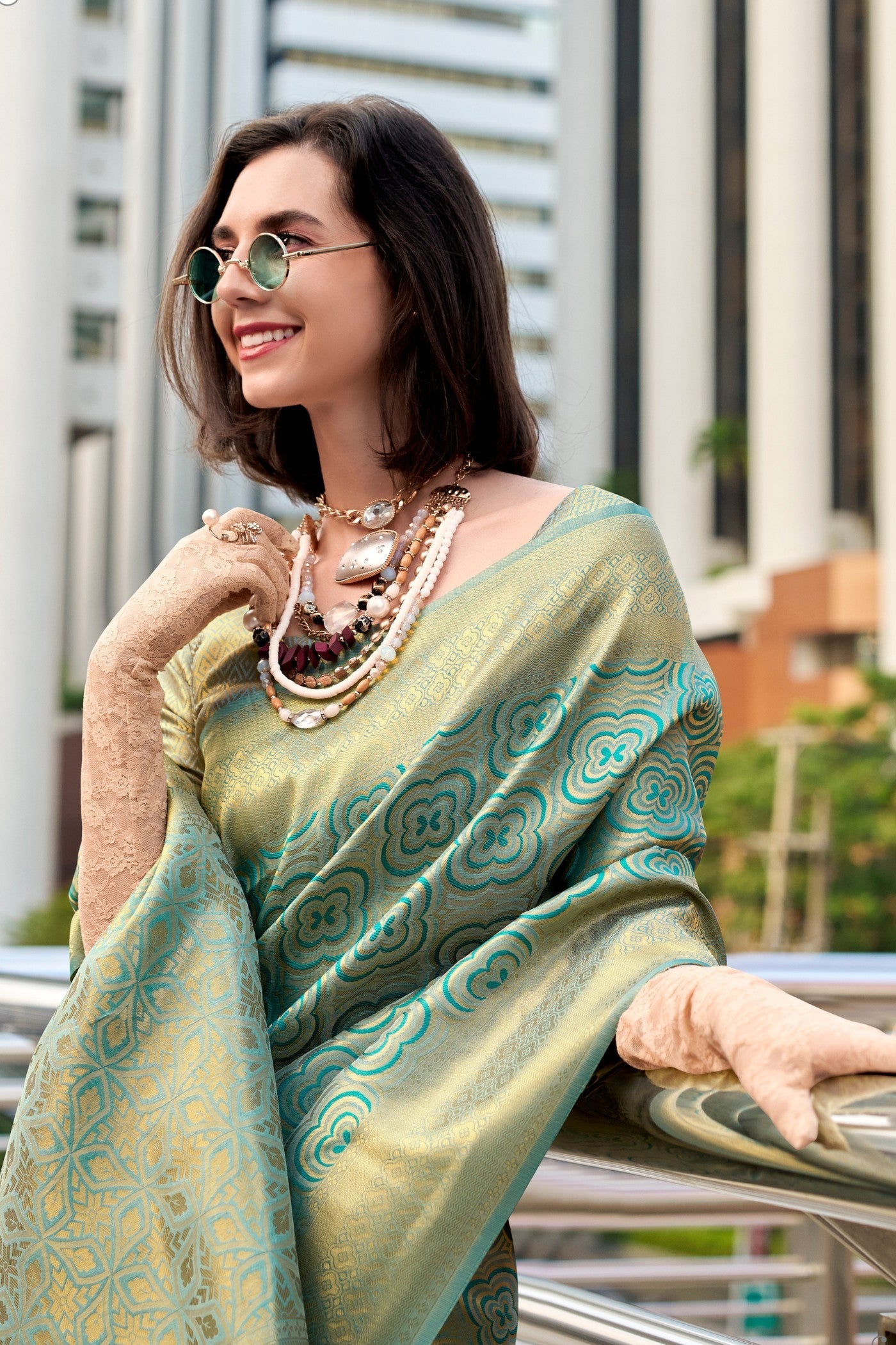 Finlandia Green Handloom Kanjivaram Saree