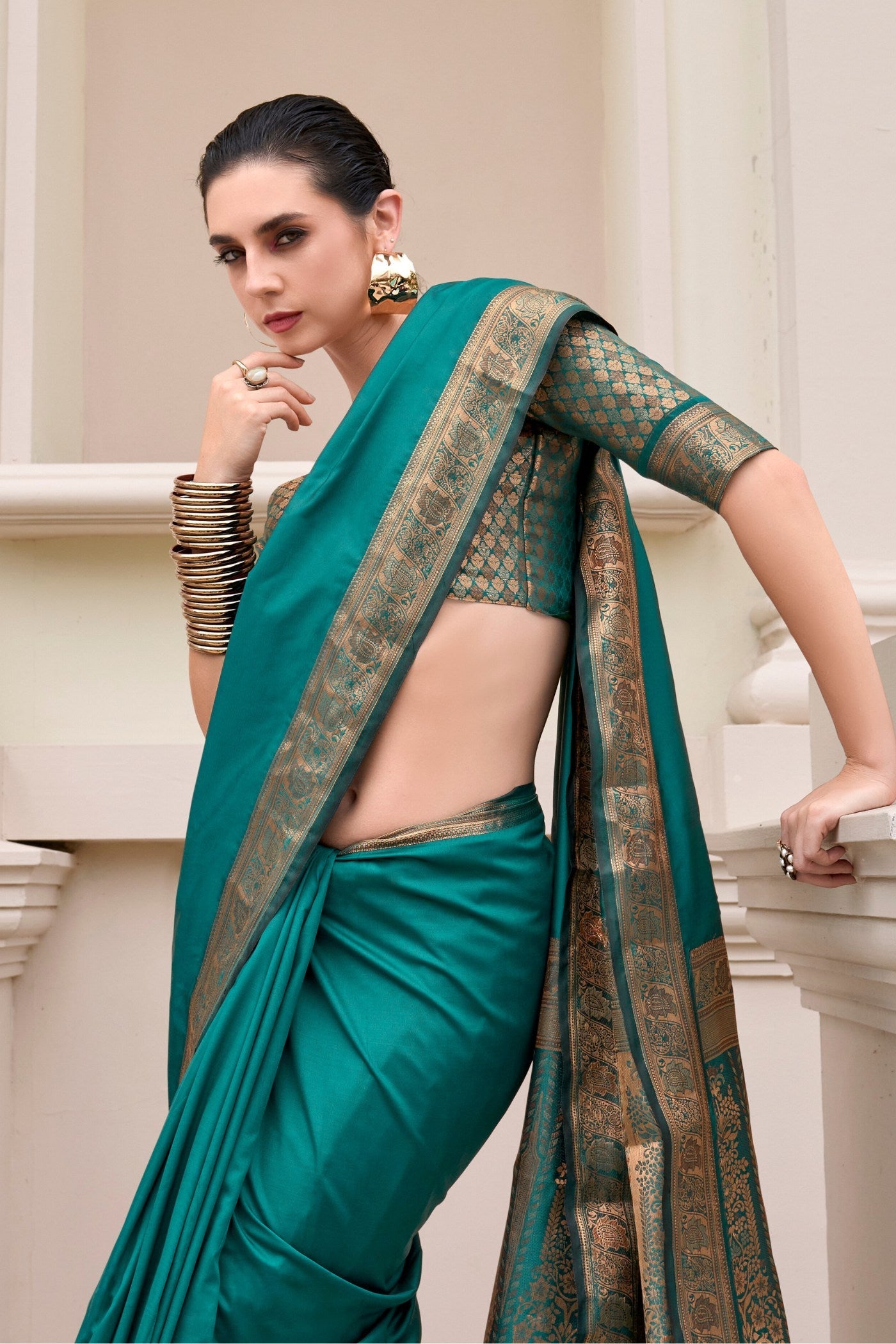 Atoll Green Banarasi Handloom Saree