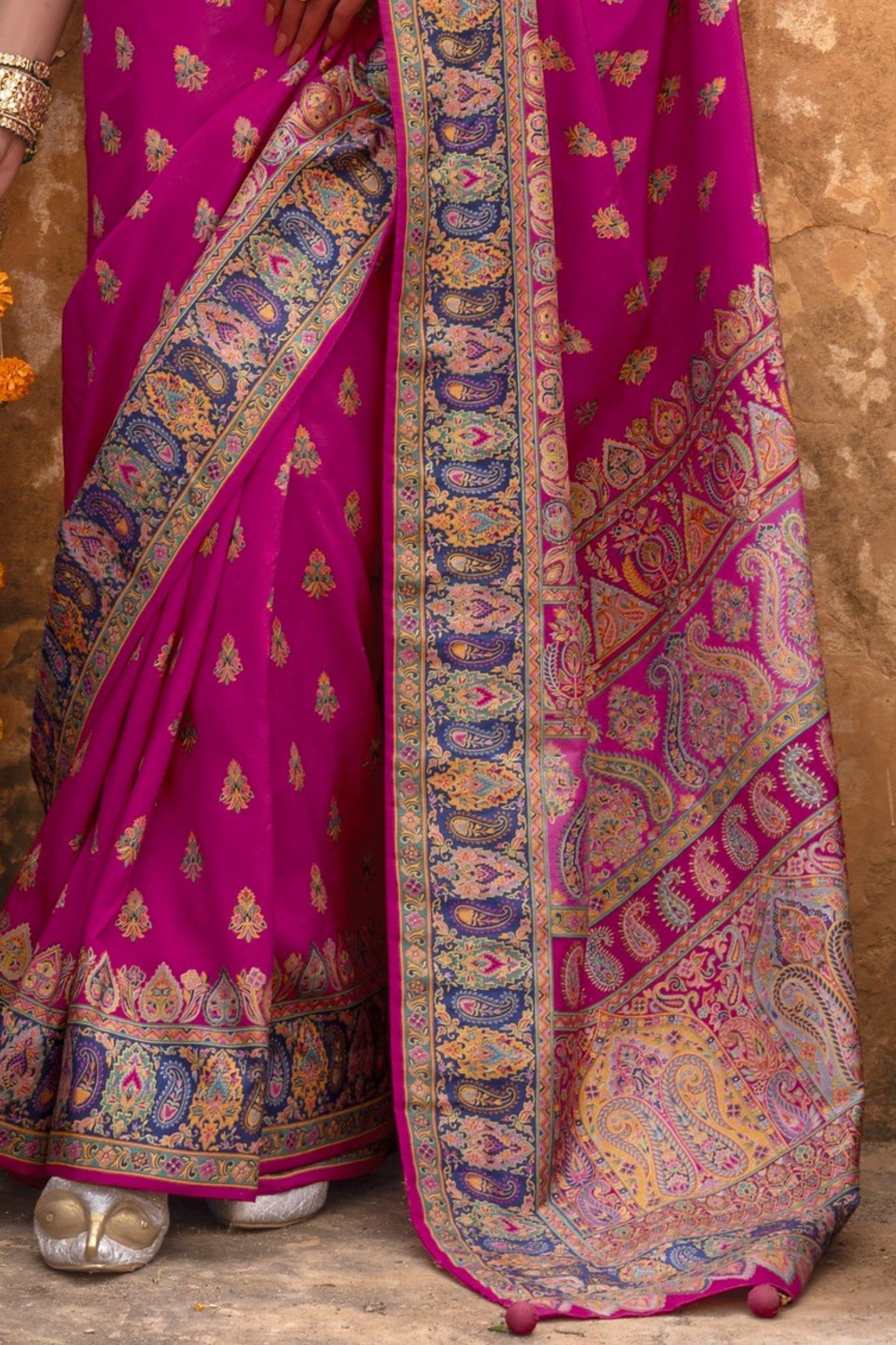 Rosa Pink Banarasi Jamawar Saree