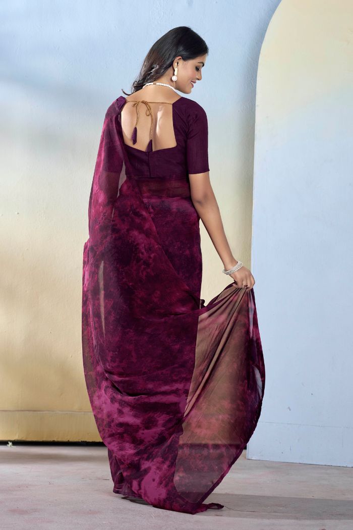 Jamun Purple Ready To Wear Georgette Saree