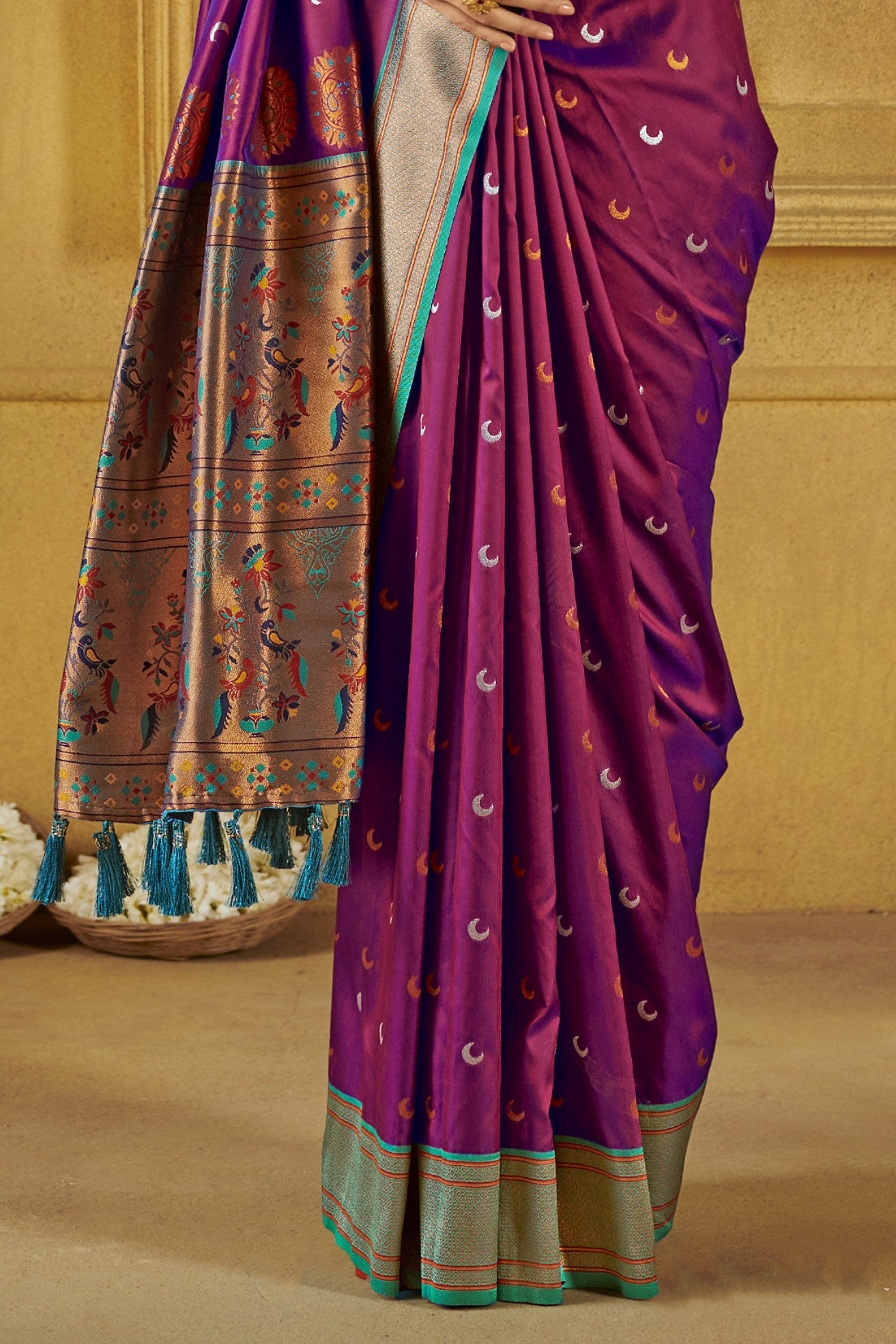 Camelot Purple Woven Paithani Saree