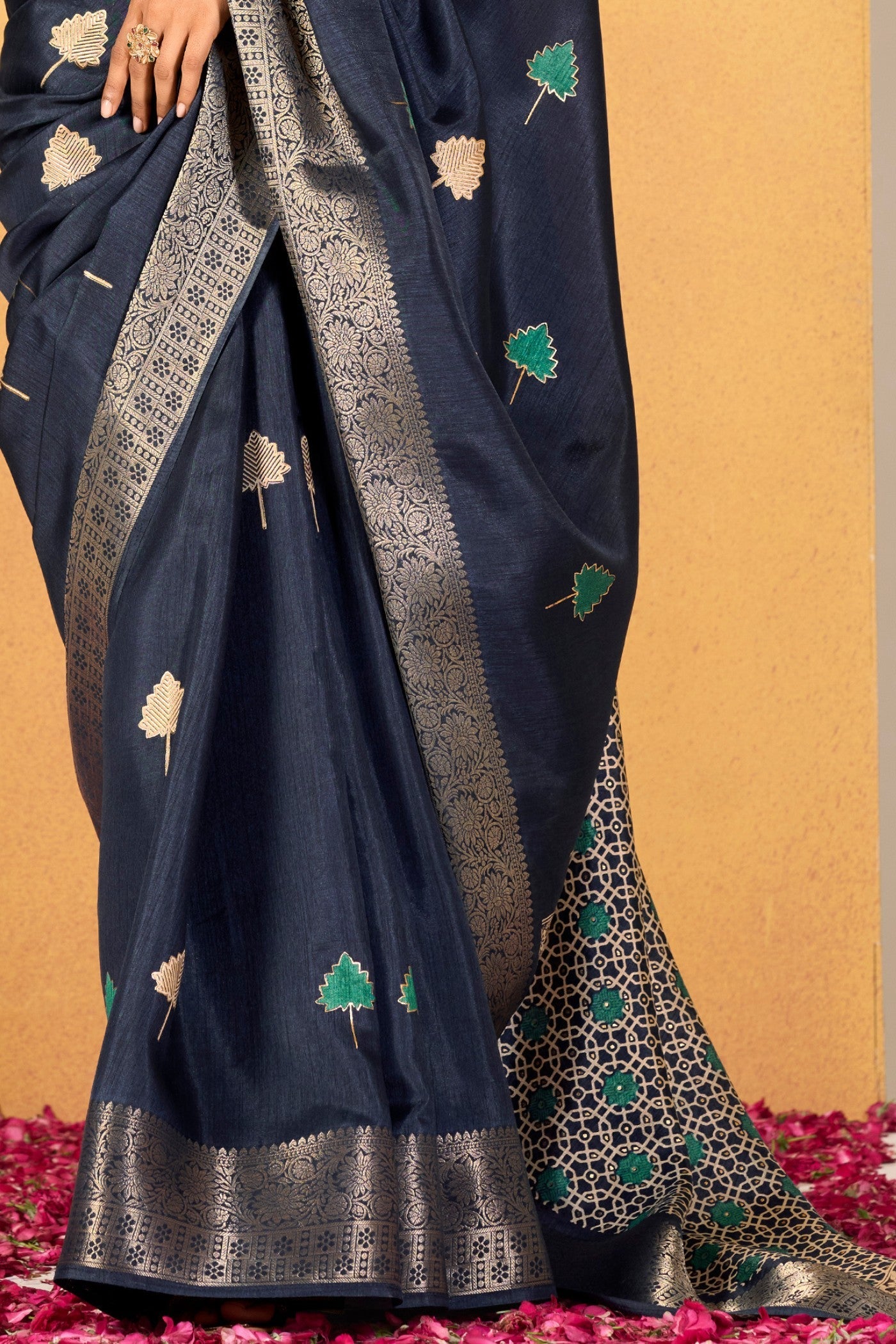 Spruce Blue Woven Dola Silk Saree