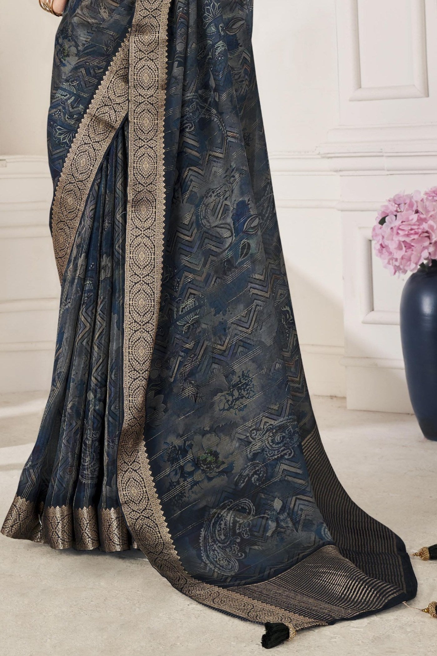 Tuna Blue Banarasi Silk Saree