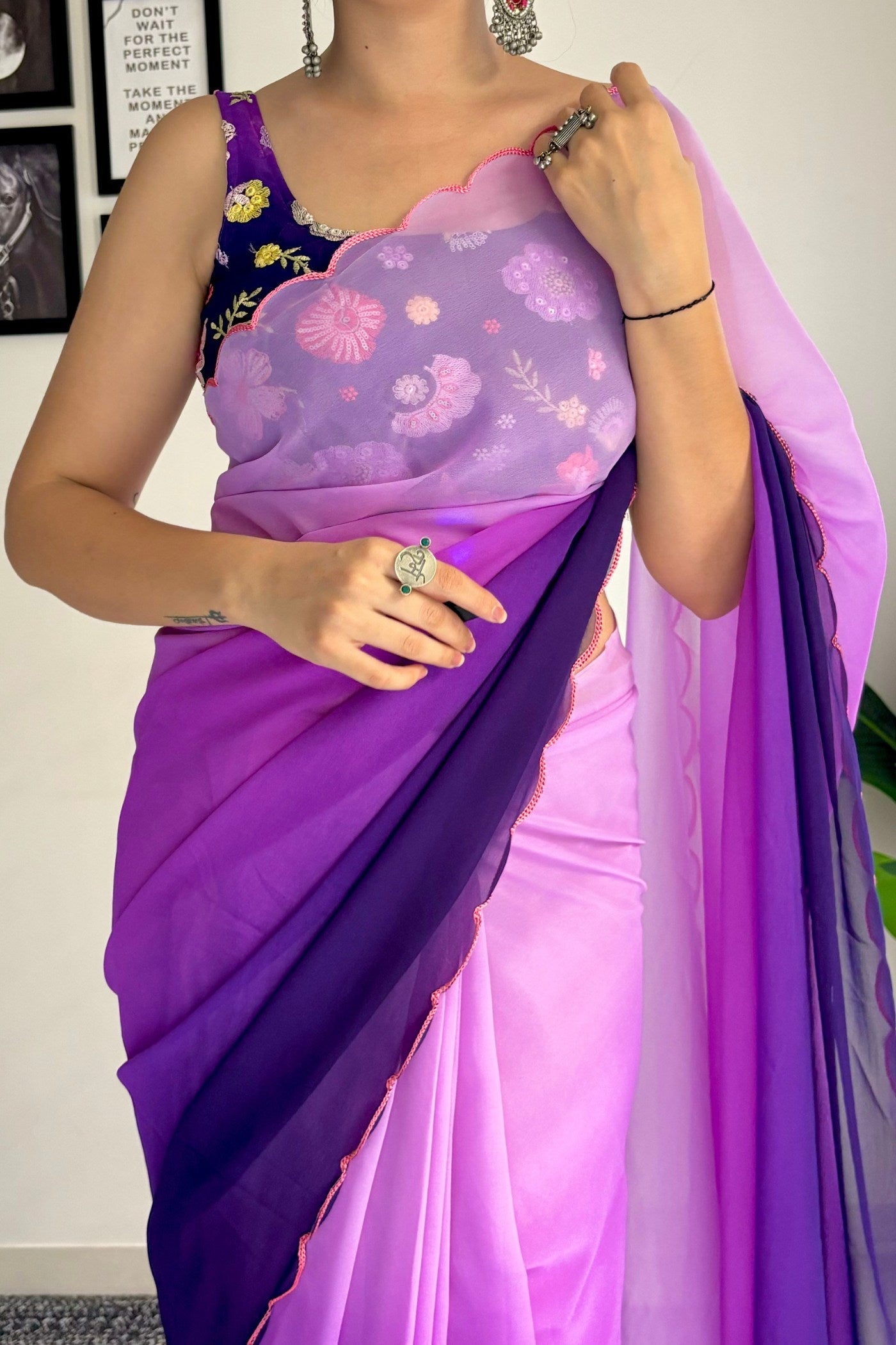 Berry Purple Georgette Saree