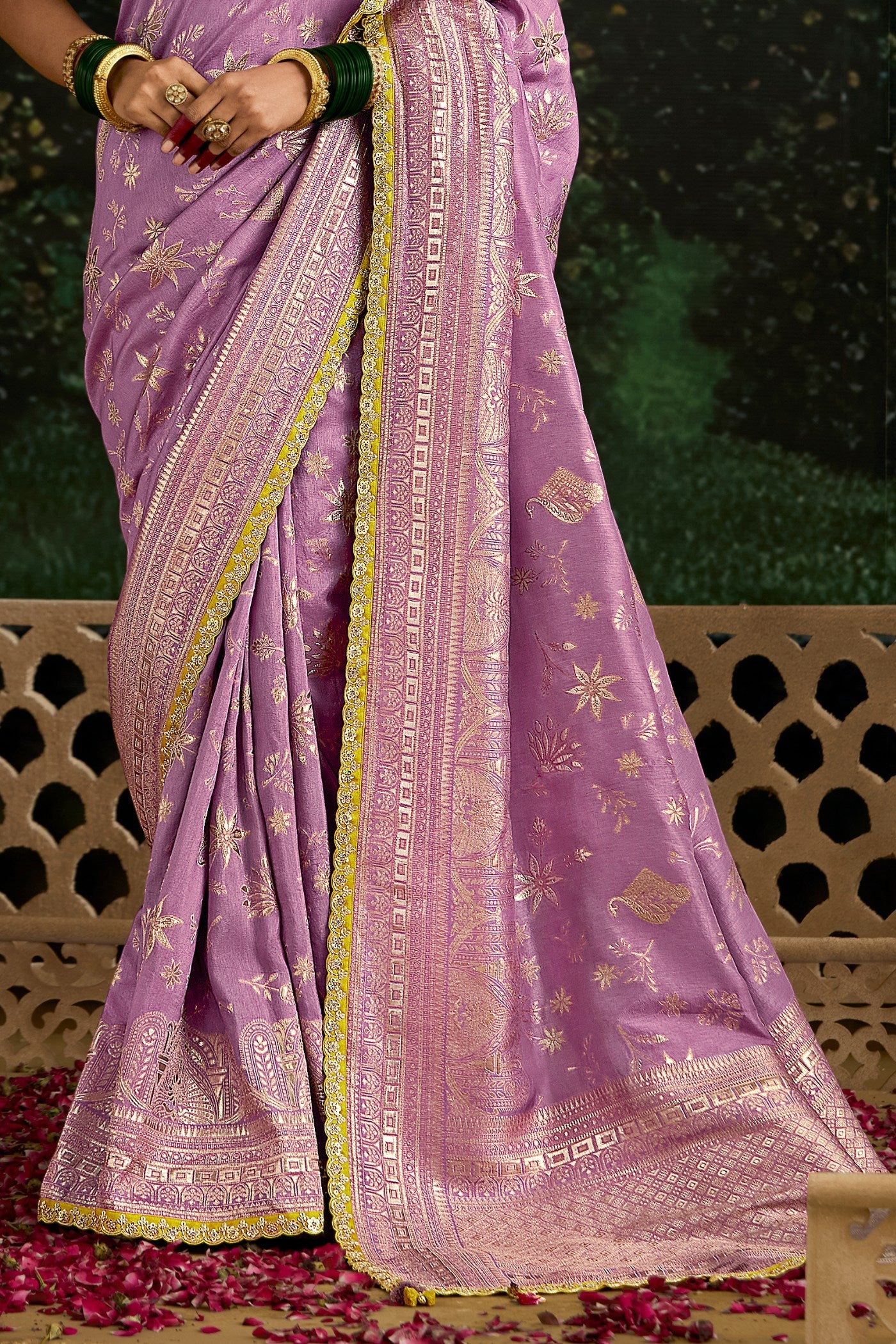 Rouge Pink Designer Banarasi Saree