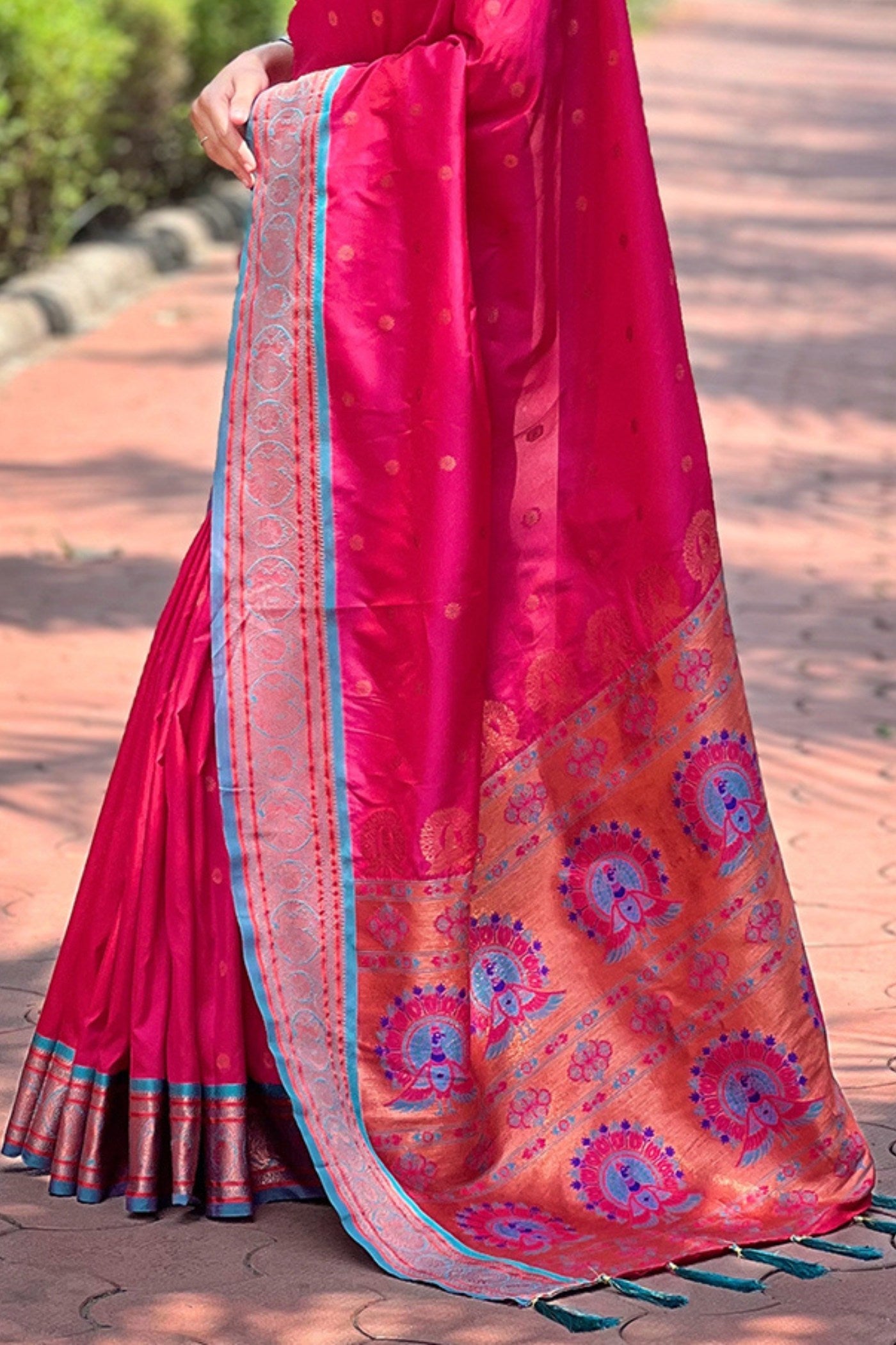 Pink Rose Zari Woven Paithani Saree