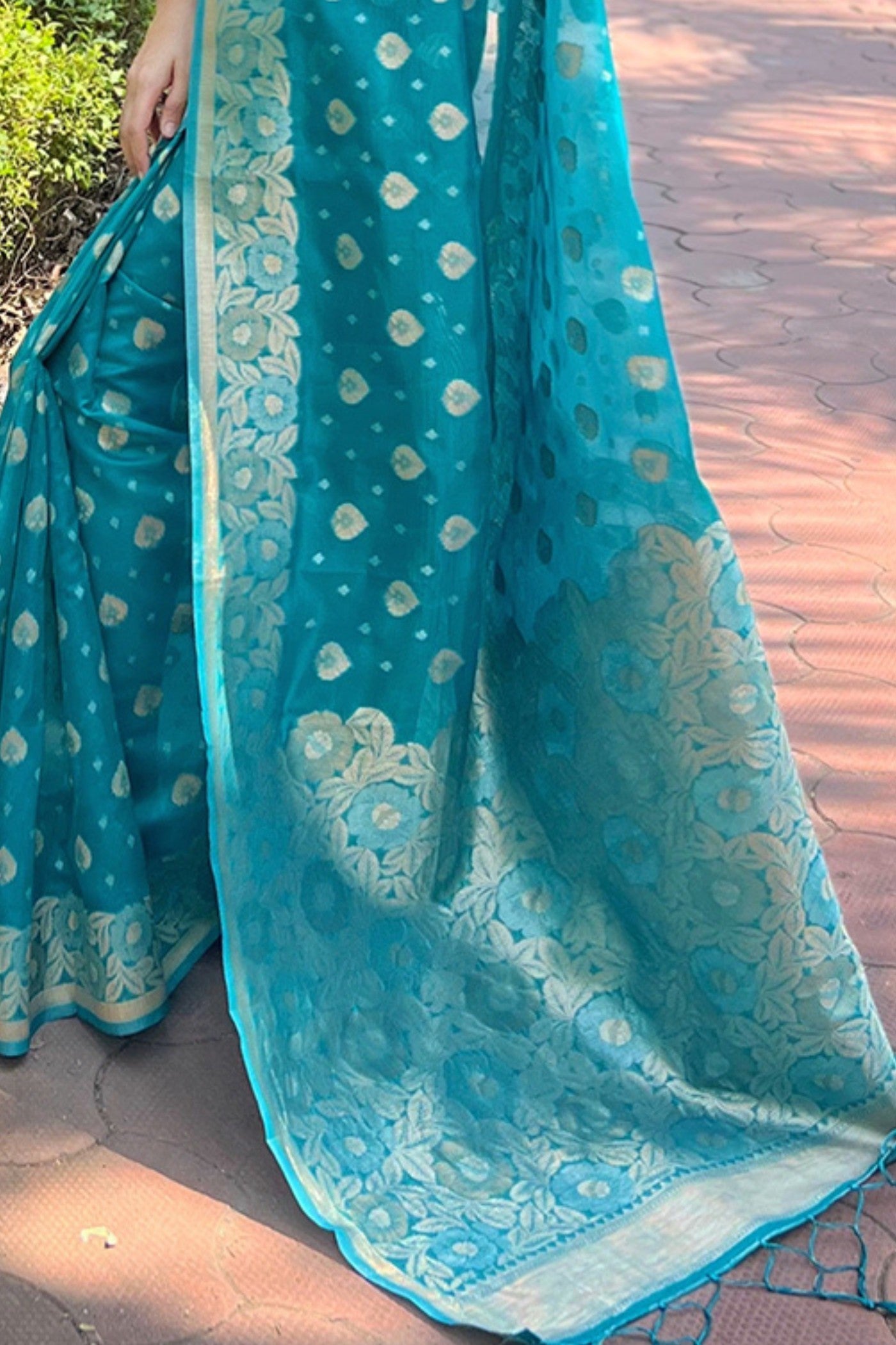 Lochinvar Blue Zari Woven Organza Saree