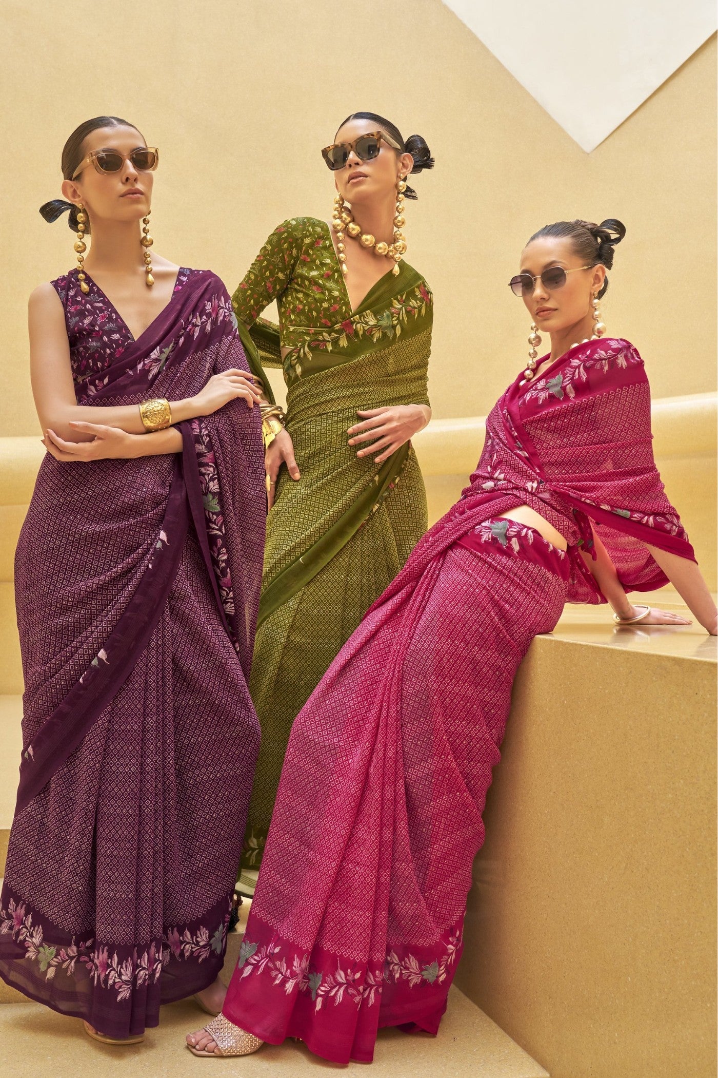 Livid Purple Georgette Printed Saree