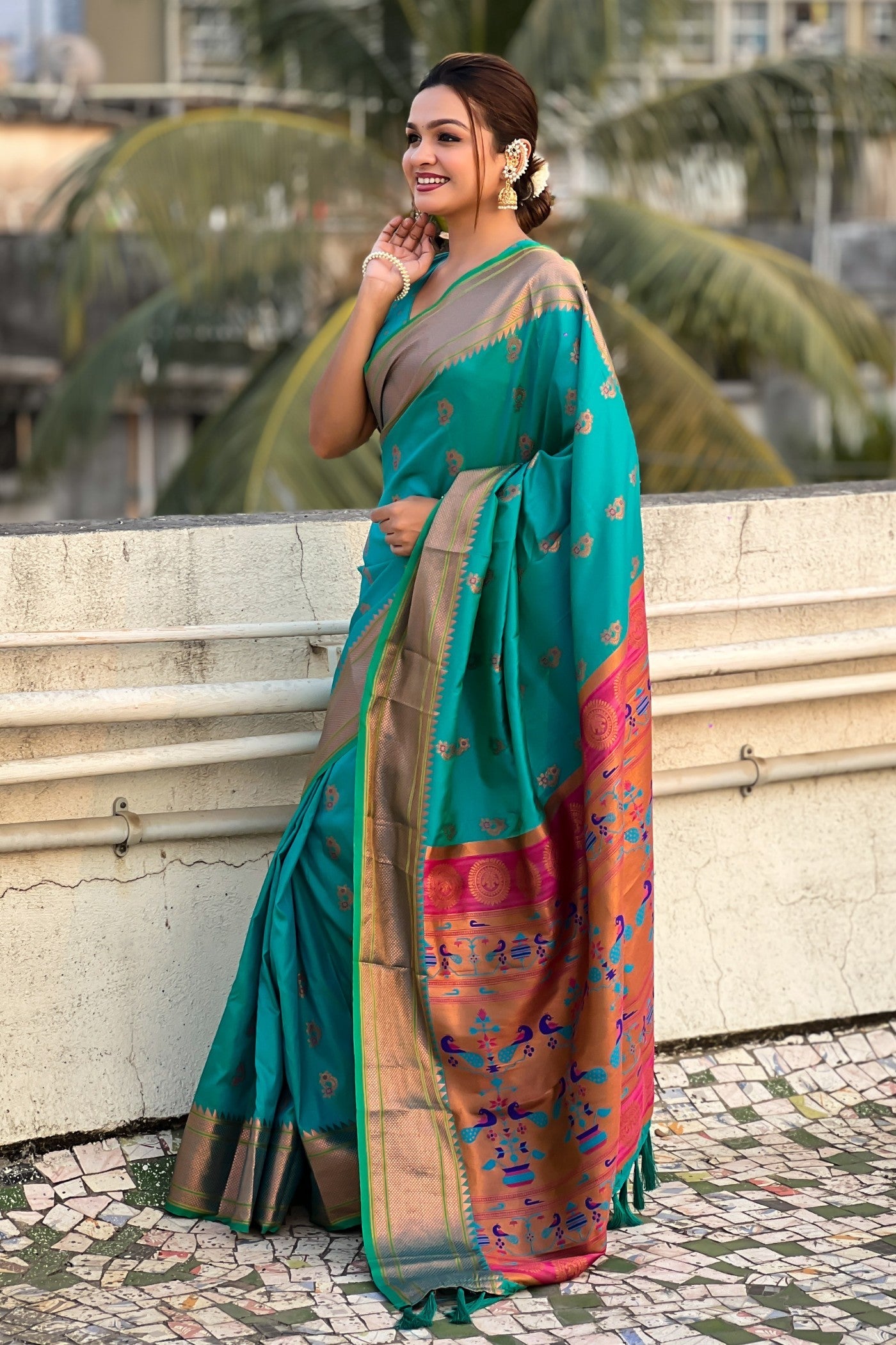 Jelly Bean Zari Woven Nath Paithani Saree