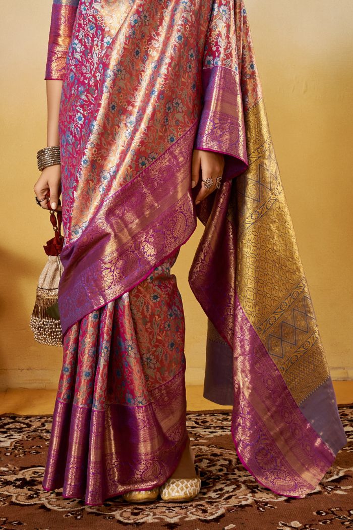 Matrix Purple Woven Kanjivaram Saree