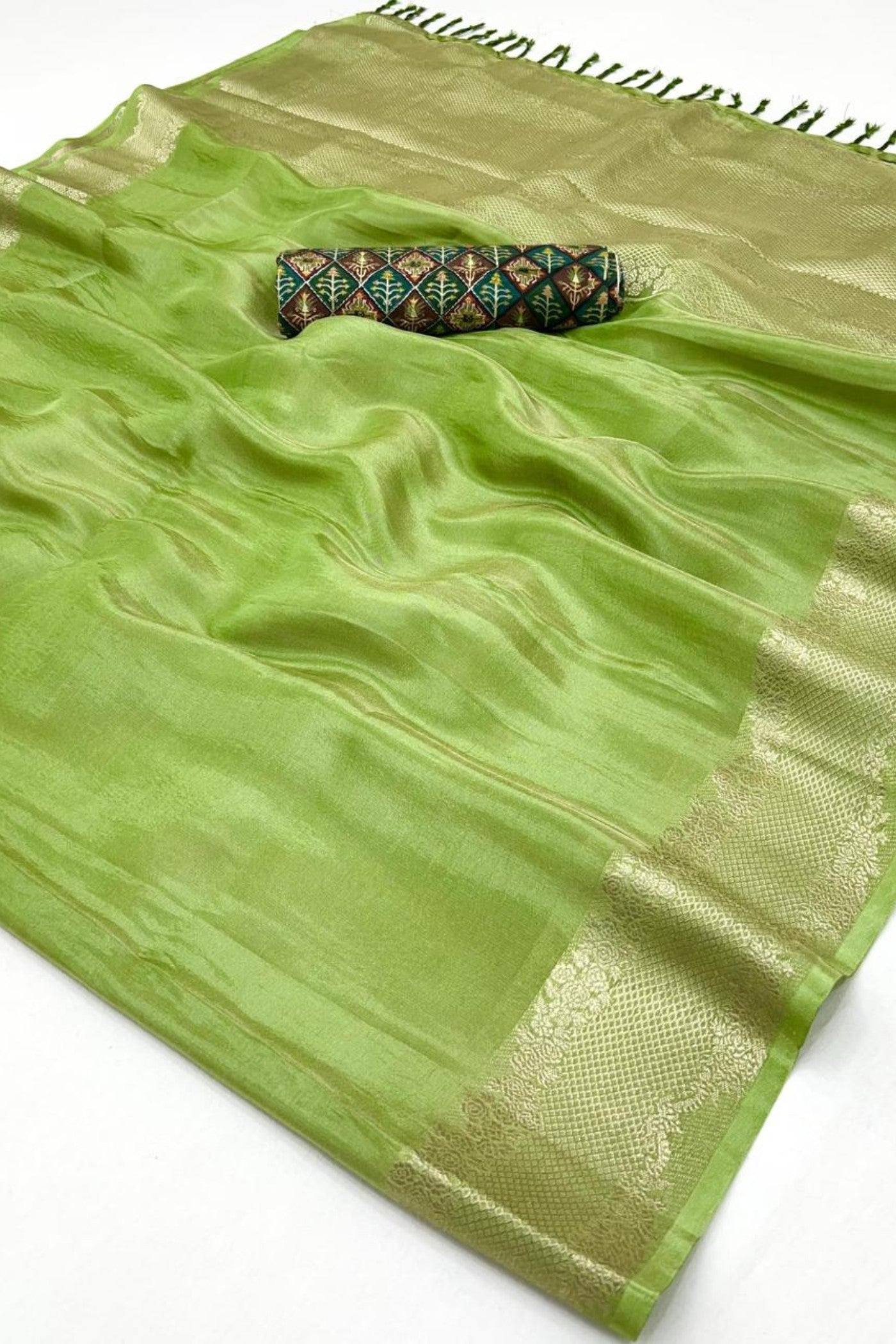 Goblin Green Tissue Silk Saree