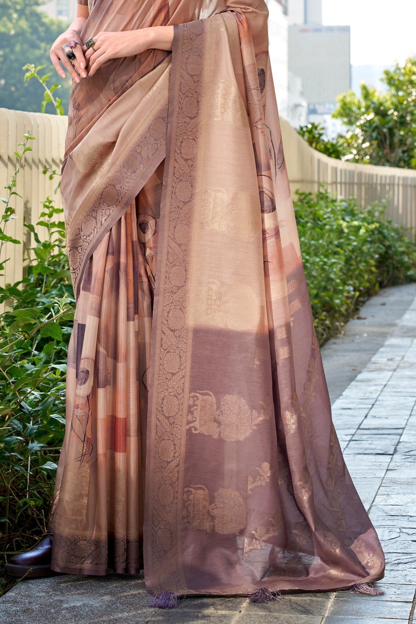 Dust Brown Banarasi Handloom Saree