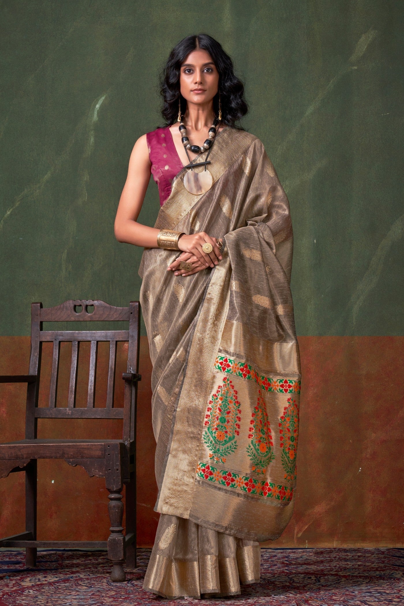 Sand Dune Brown Banarasi Handloom Saree