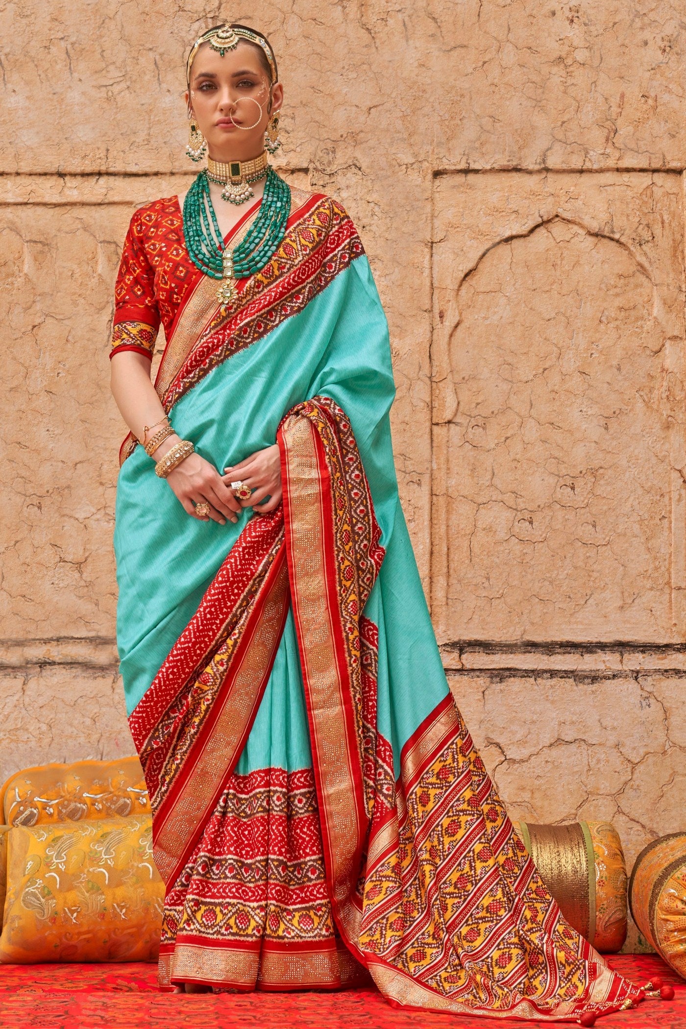 Iris Blue Printed Patola Saree