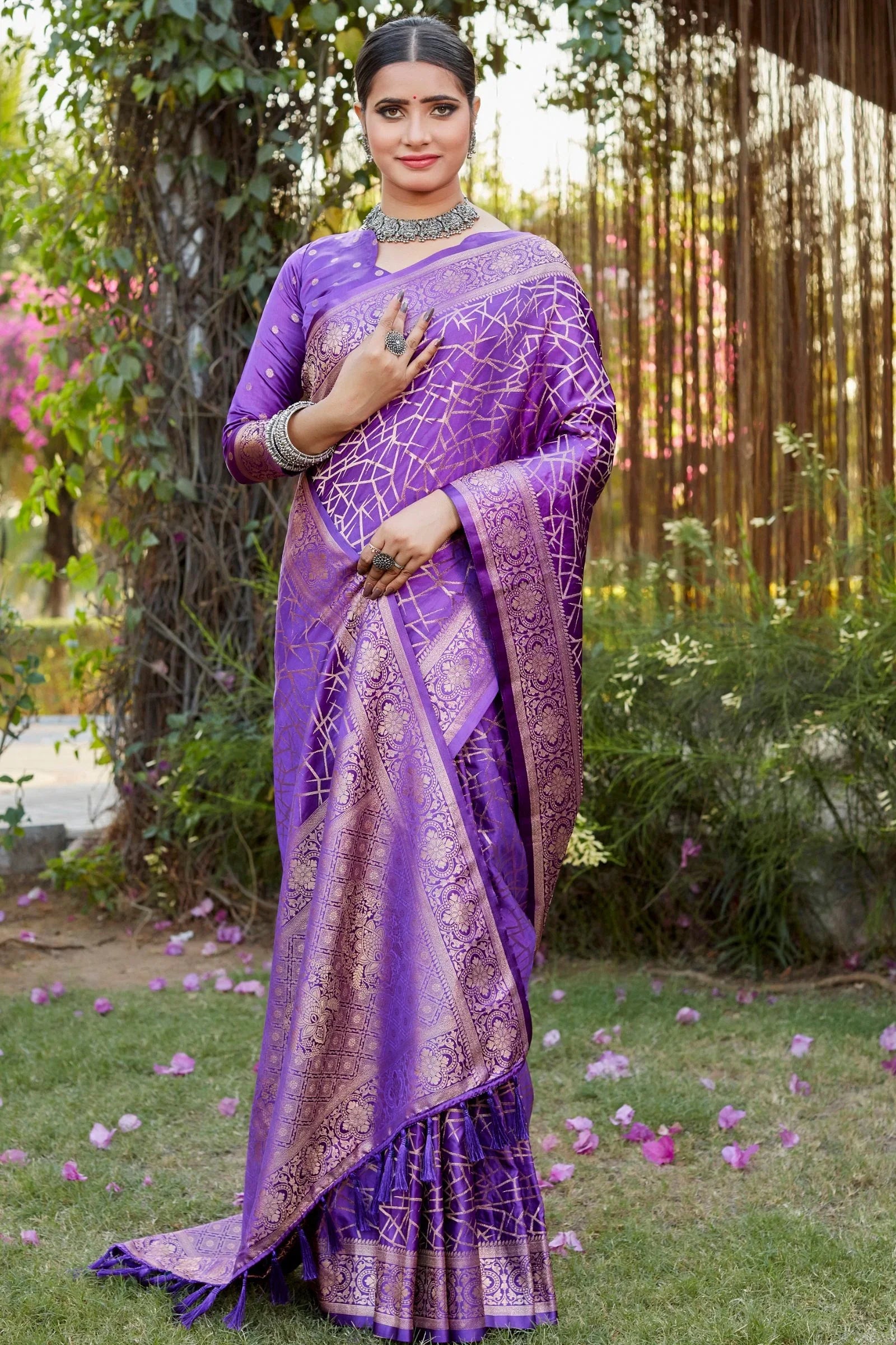 Purple Color Pure Kanjivaram Soft Satin Silk Saree