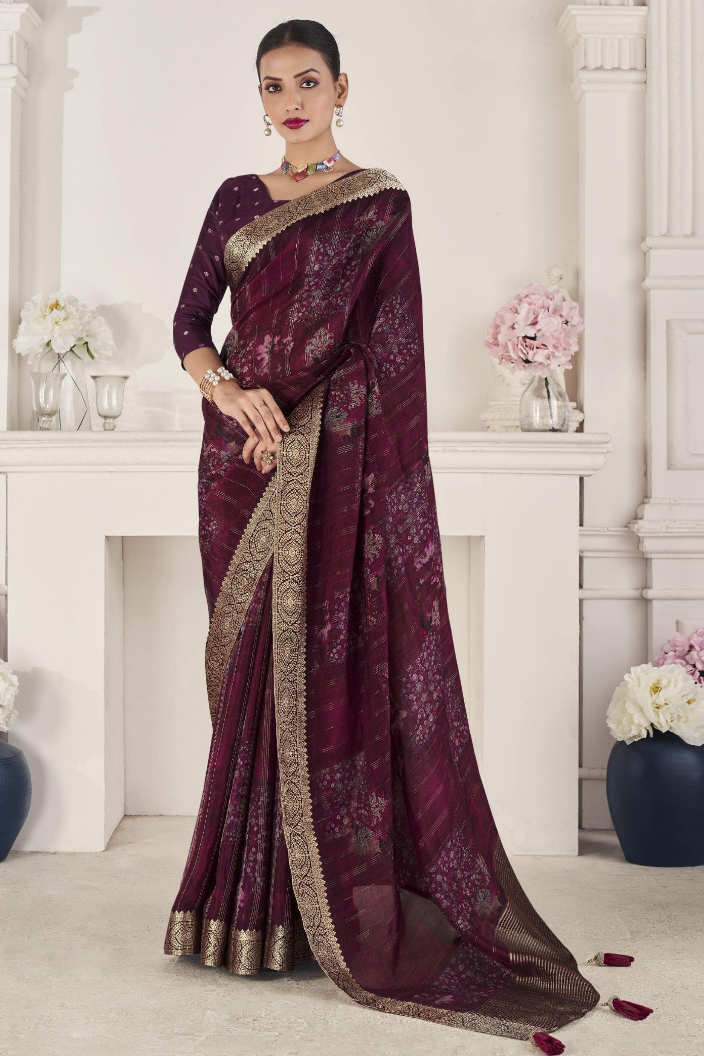 Livid Purple Banarasi Silk Saree