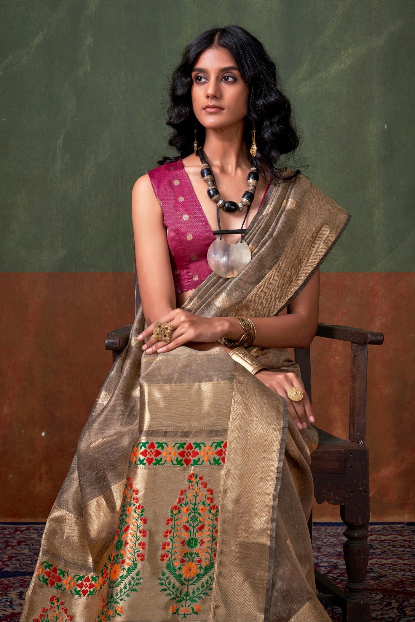 Sand Dune Brown Banarasi Handloom Saree