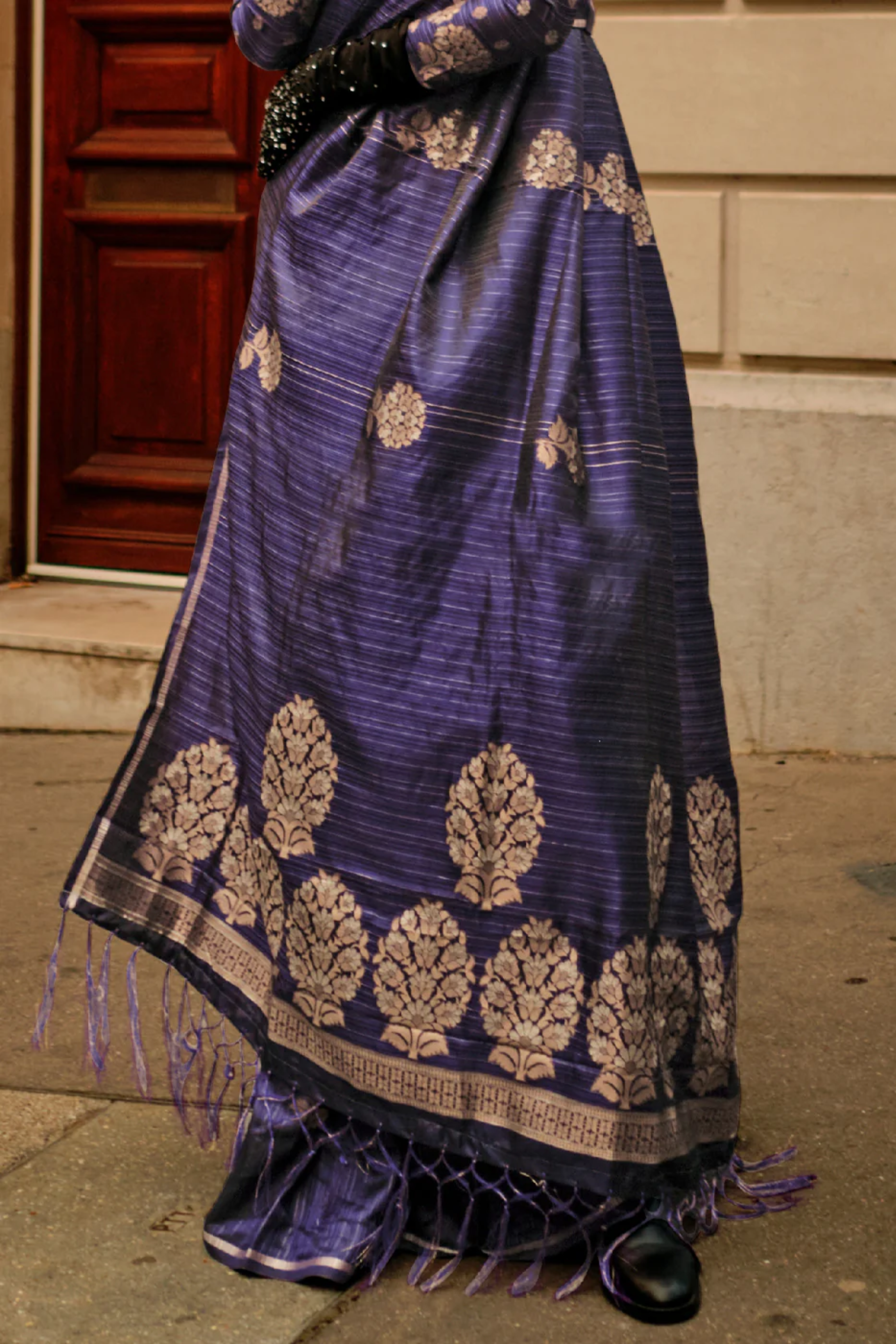 Salt Box Purple Woven Banarasi Satin Silk Saree