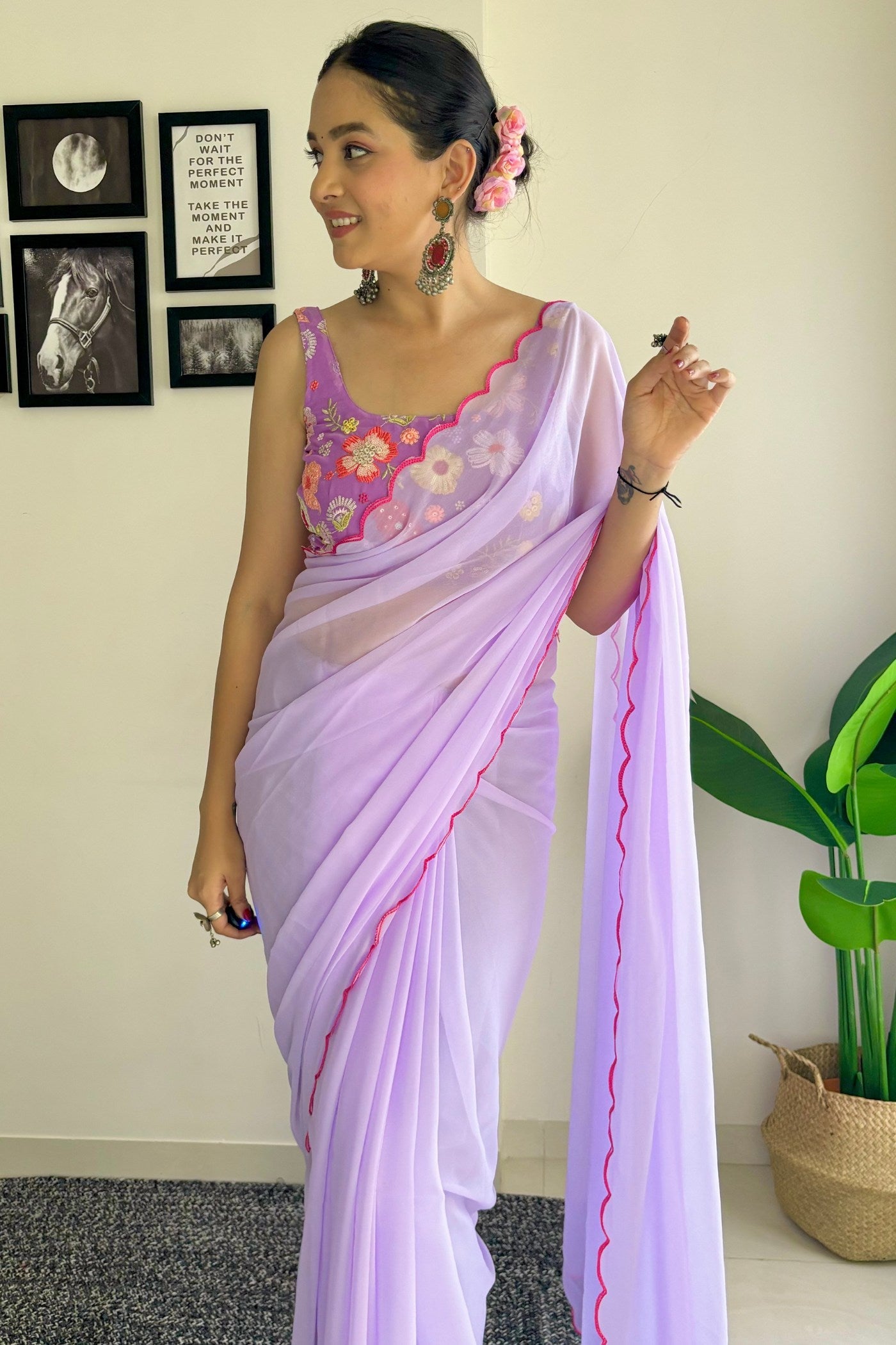 Pale Lavender Gerogette Saree