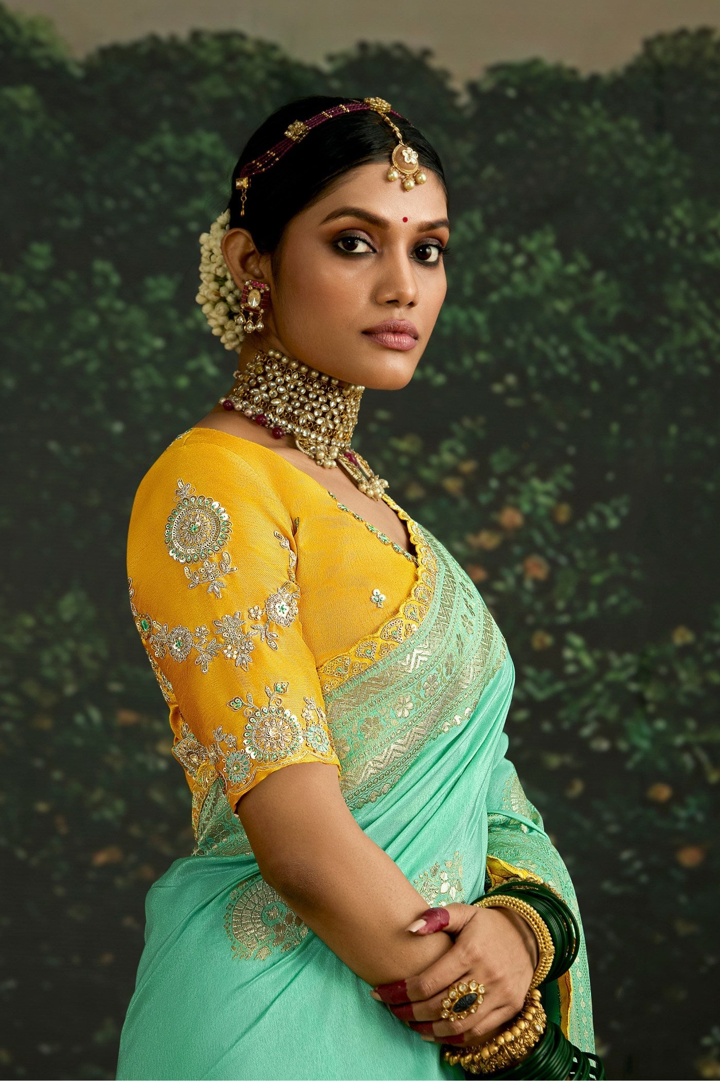 Spring Green Designer Banarasi Saree