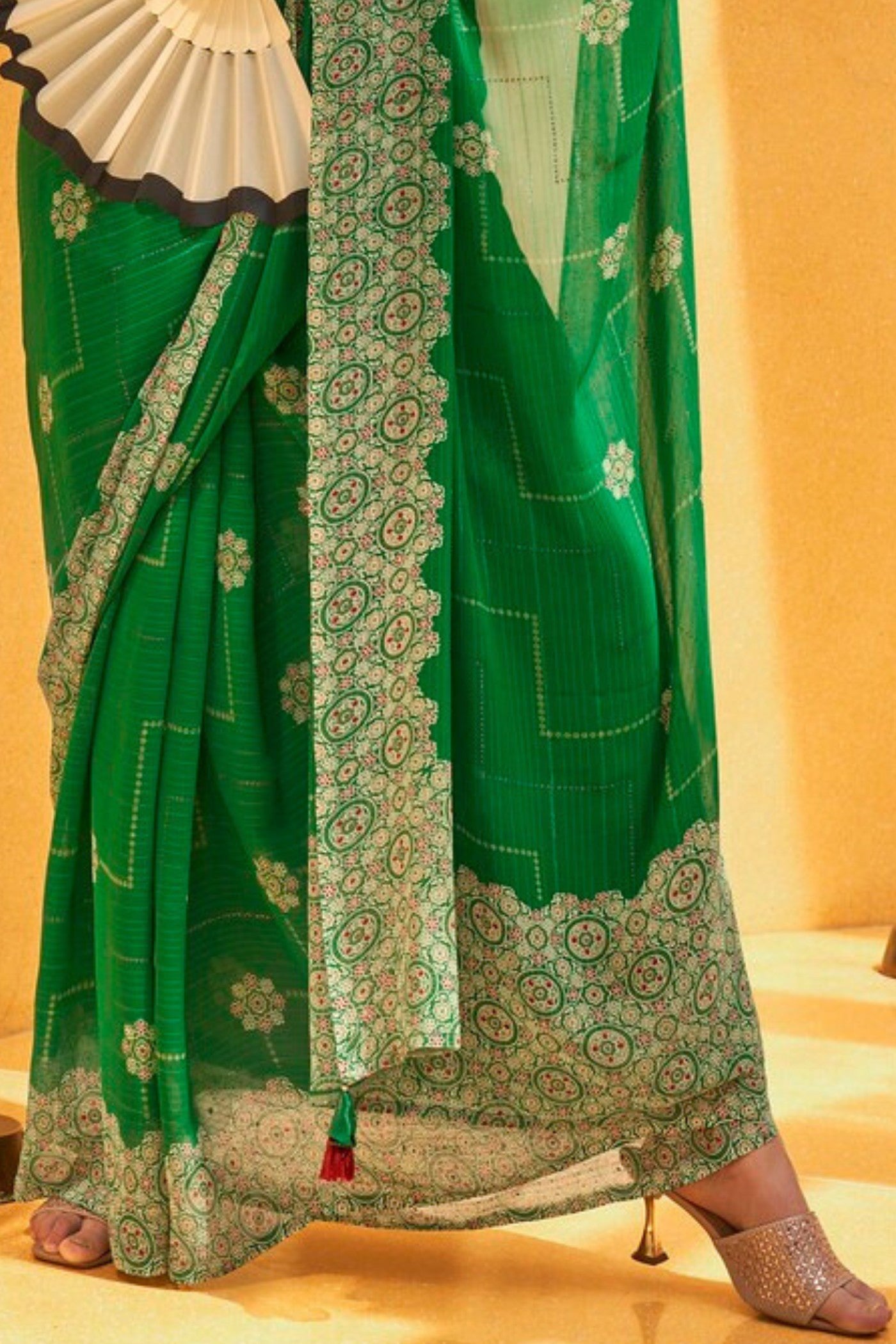 San Felix Green Georgette Printed Saree