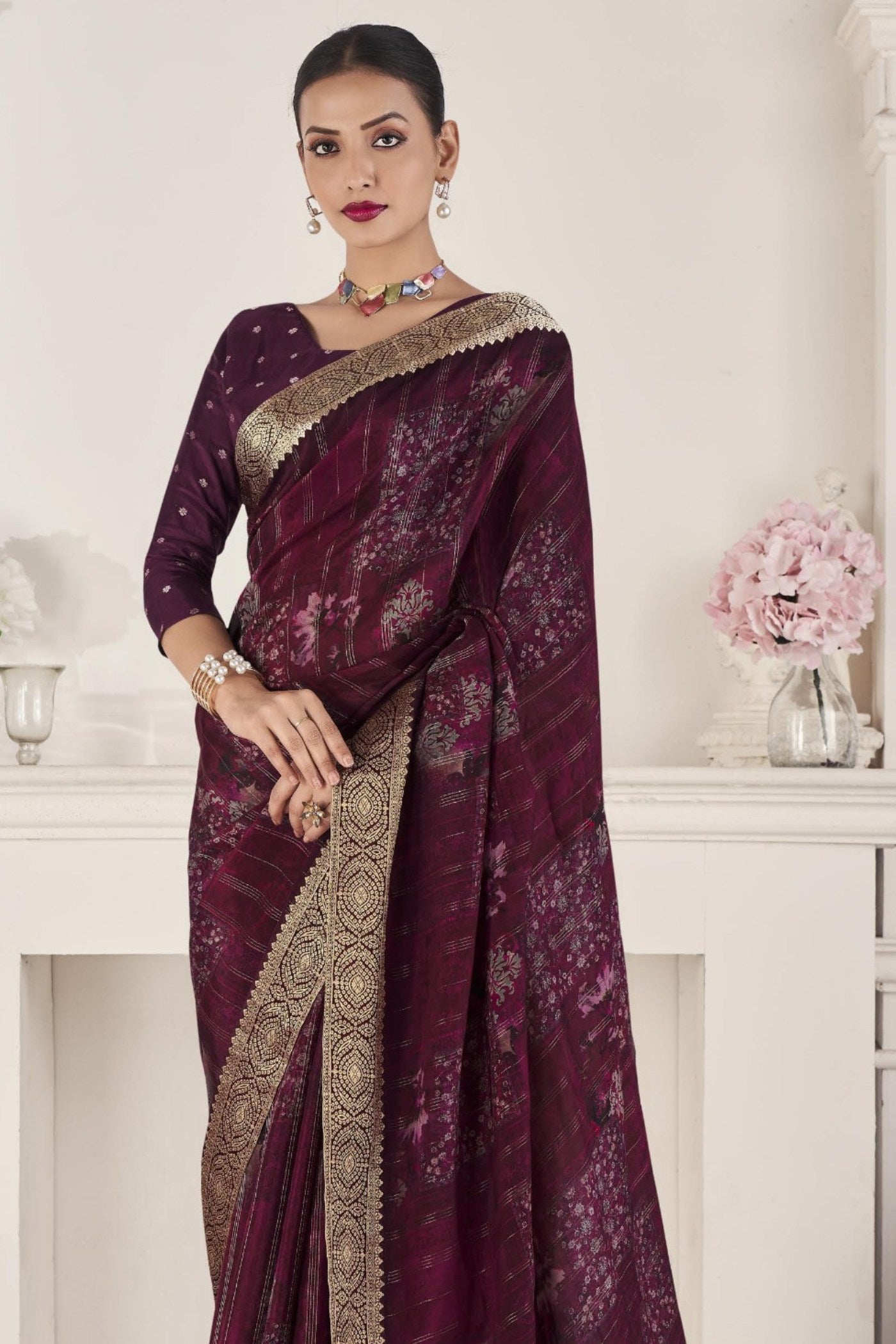 Livid Purple Banarasi Silk Saree