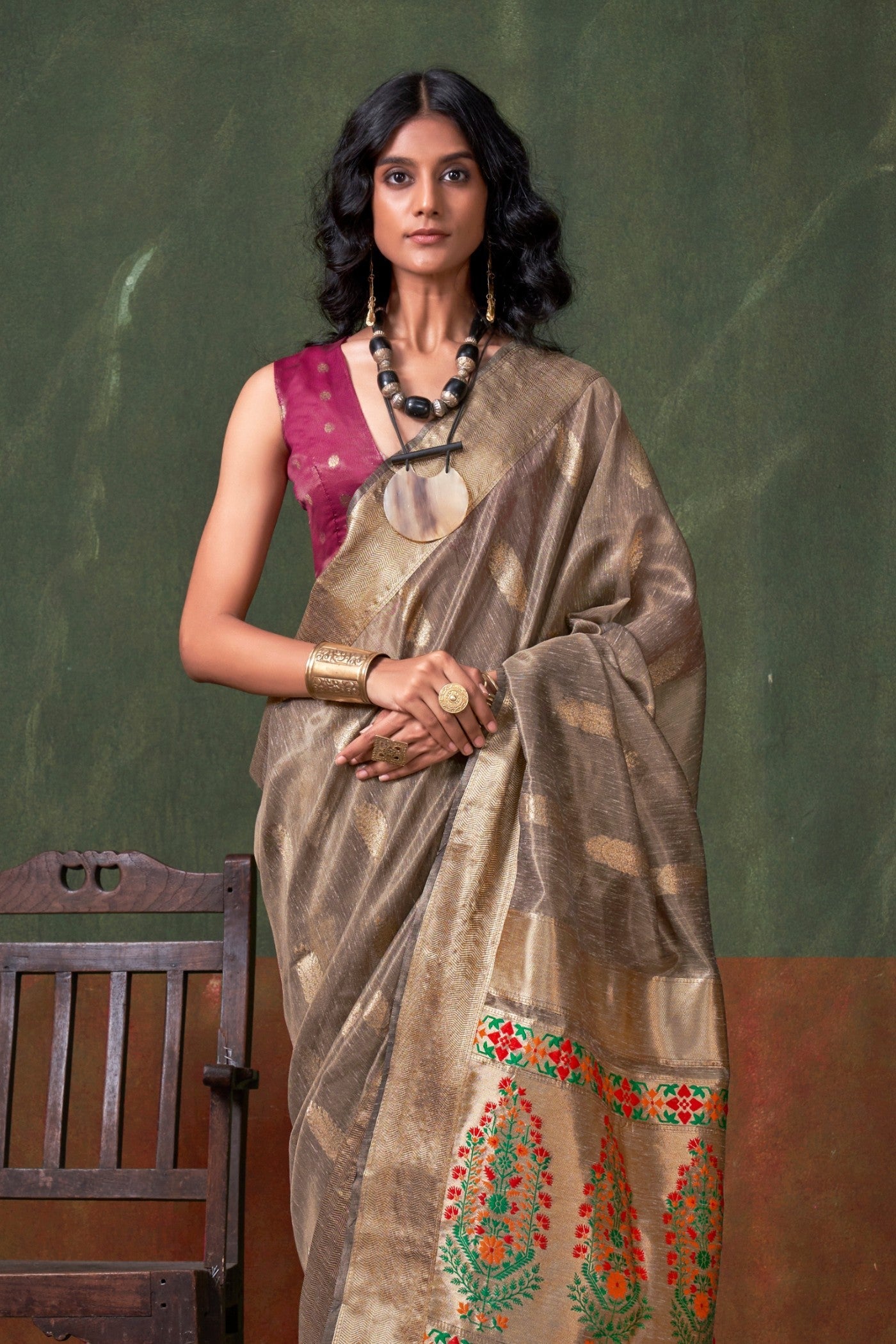 Sand Dune Brown Banarasi Handloom Saree