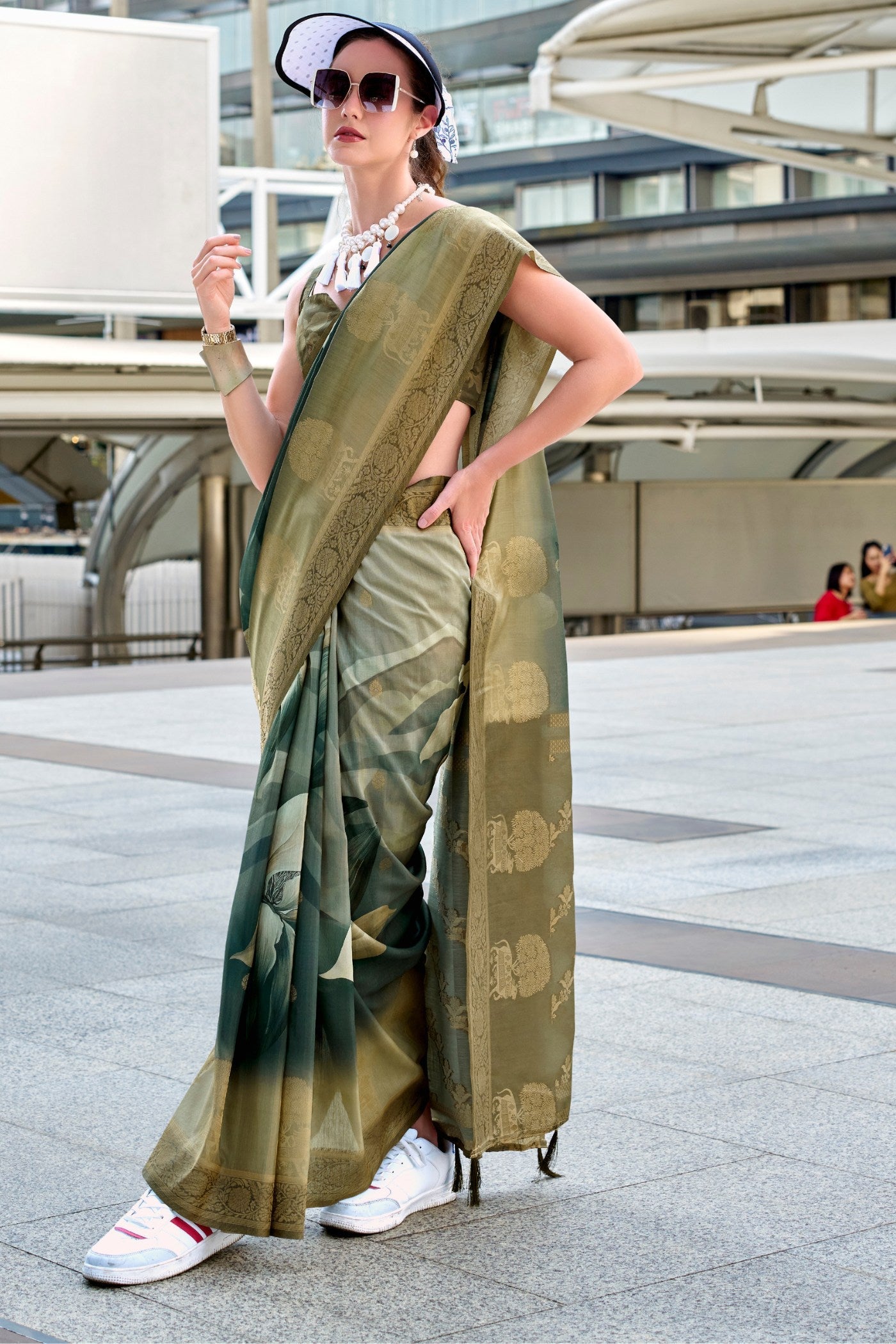 Basil Green Banarasi Handloom Saree