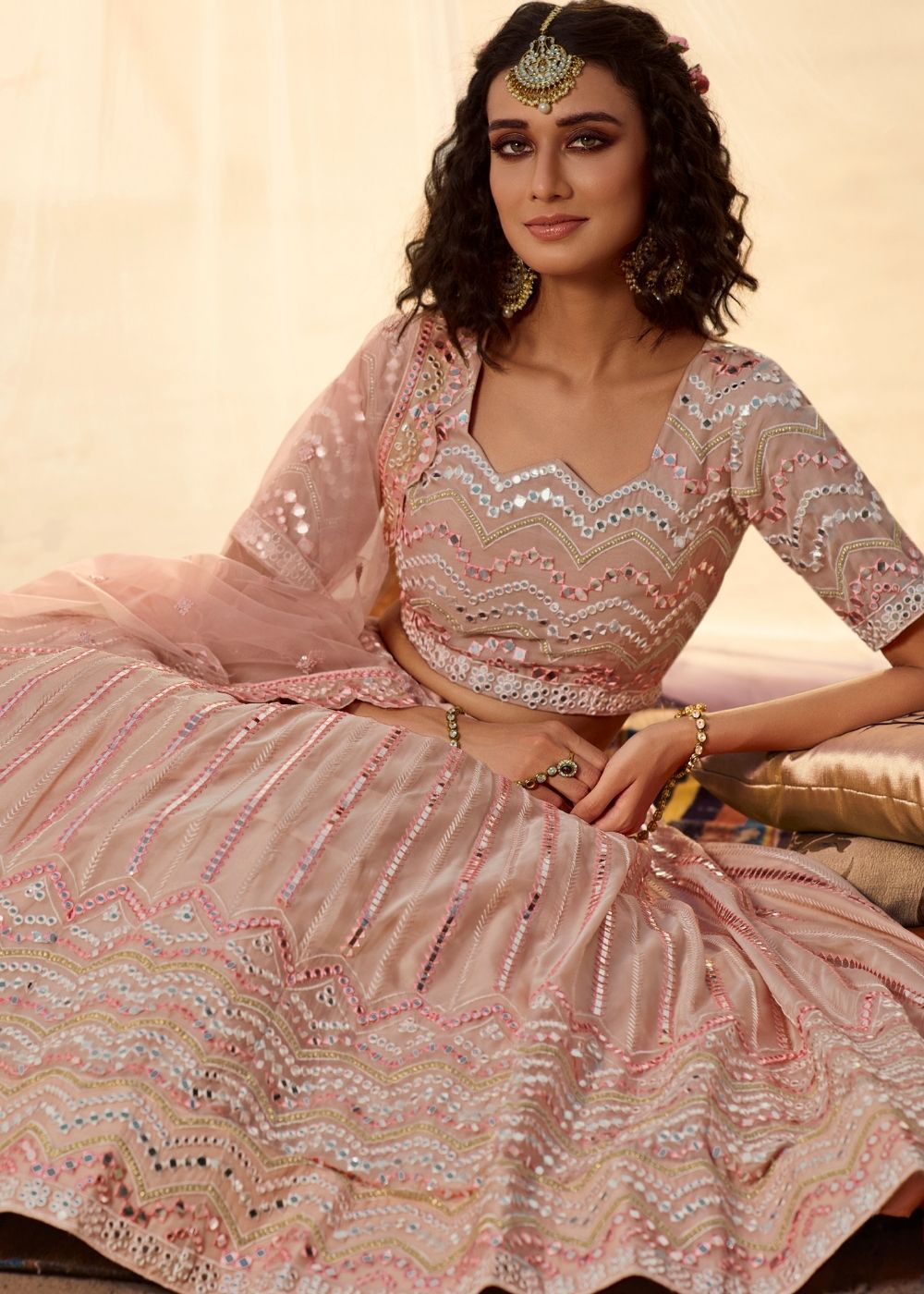 Brandy Rose Pink Organza Lehenga Choli