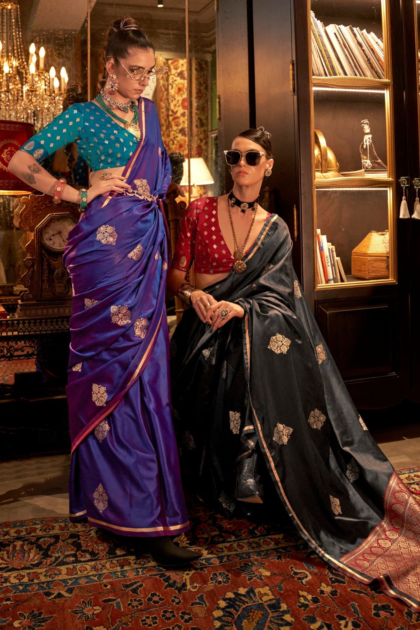 Tolopea Purple Banarasi Satin Saree