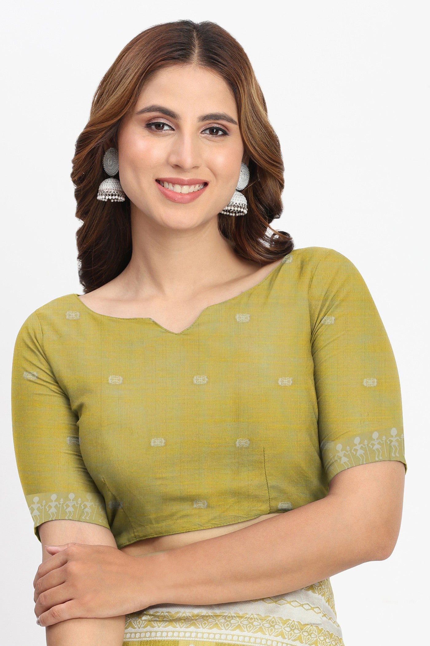 Green Lizard Woven Linen Cotton Saree