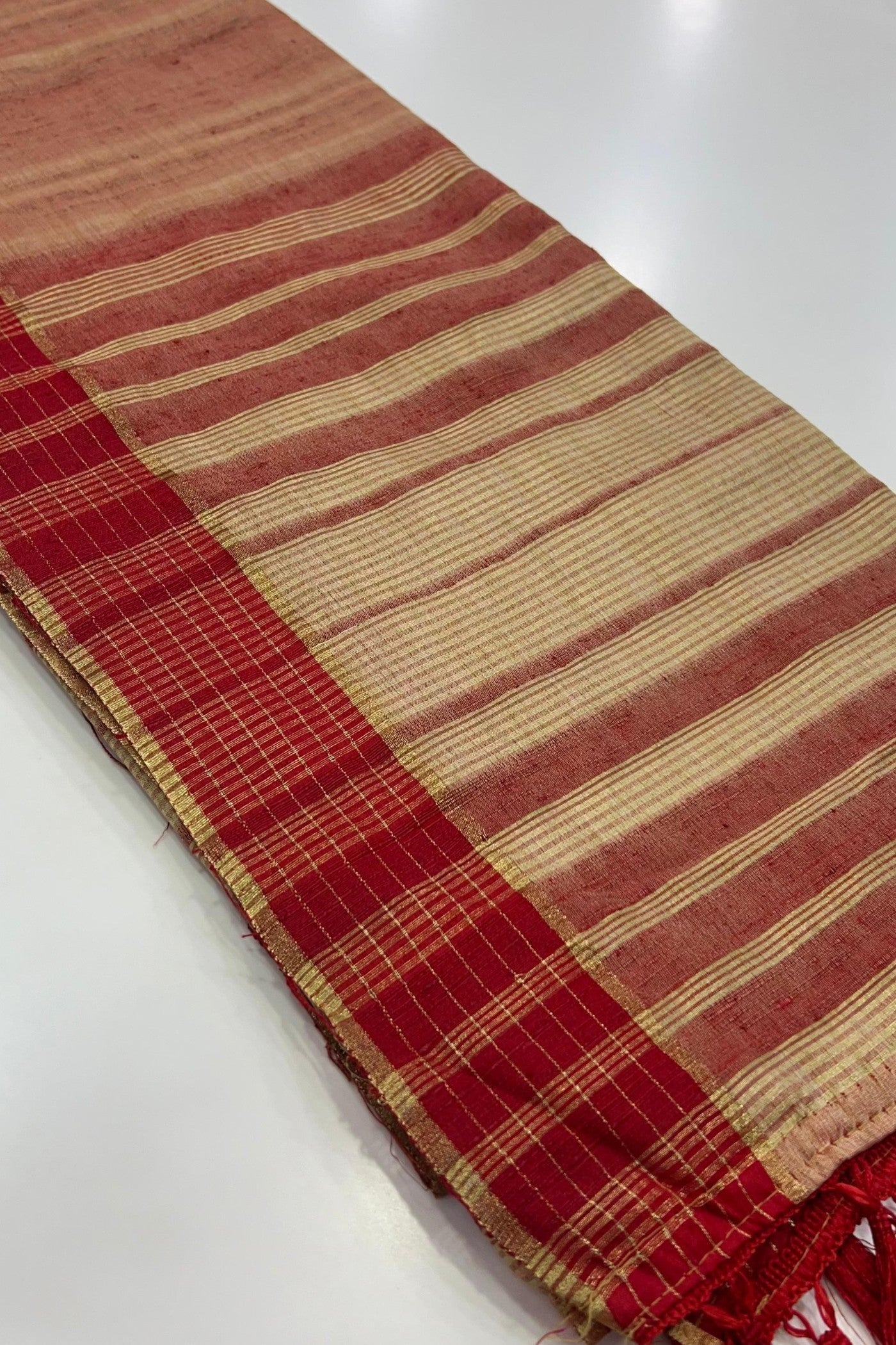 Burning Sand Peach Handloom Katan Saree