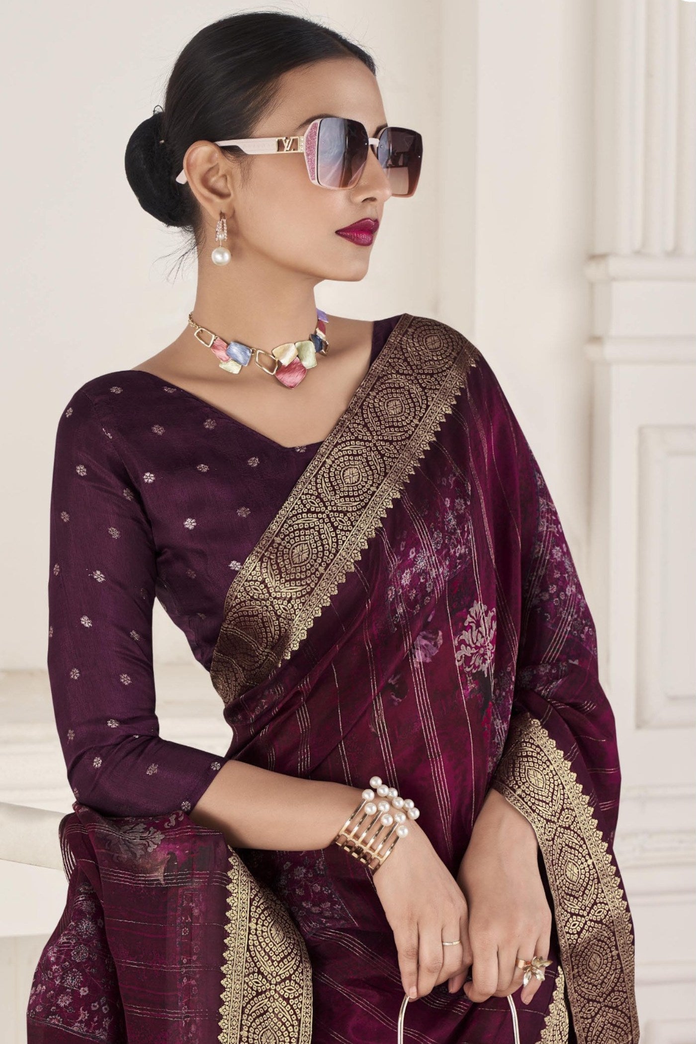 Livid Purple Banarasi Silk Saree