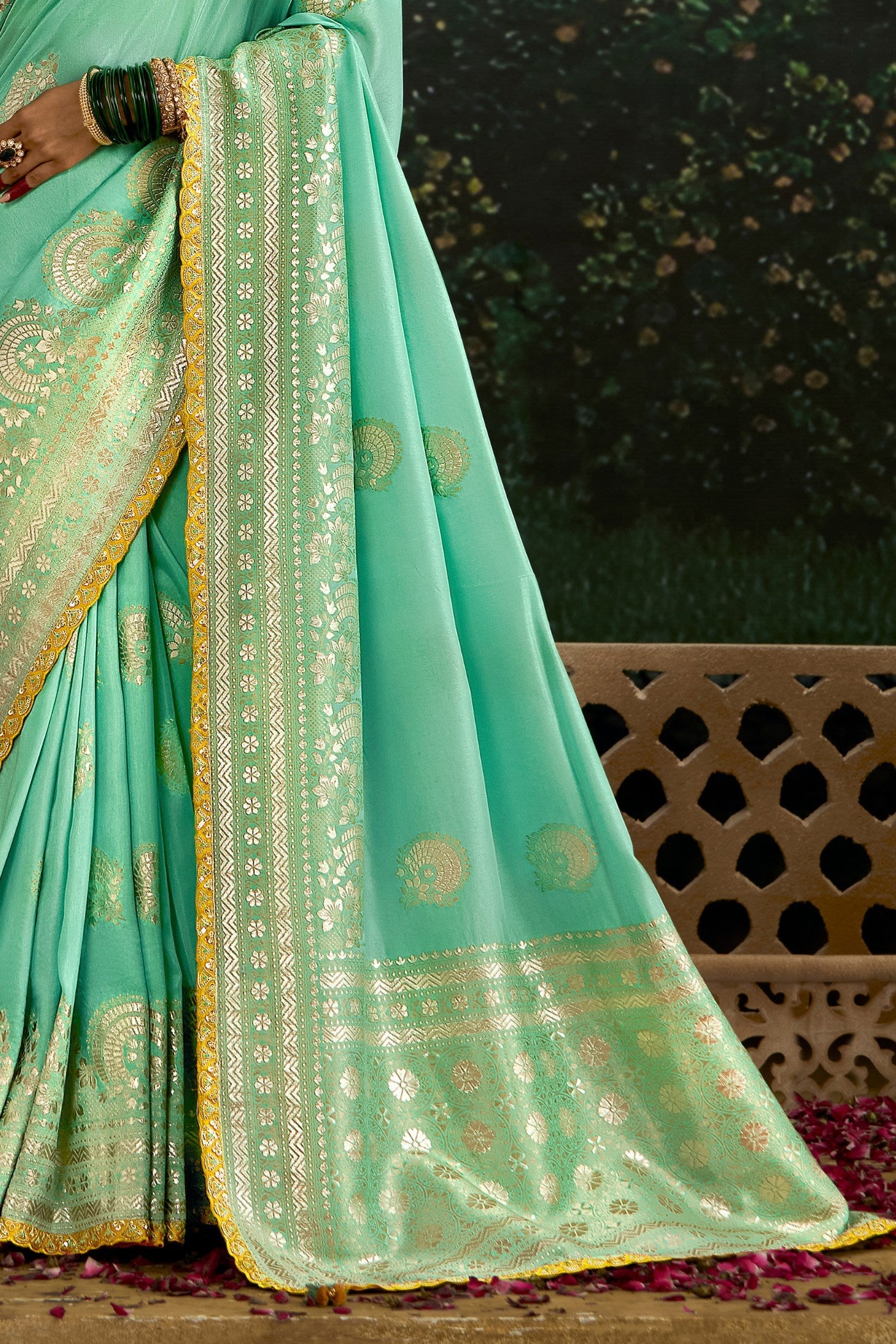 Spring Green Designer Banarasi Saree