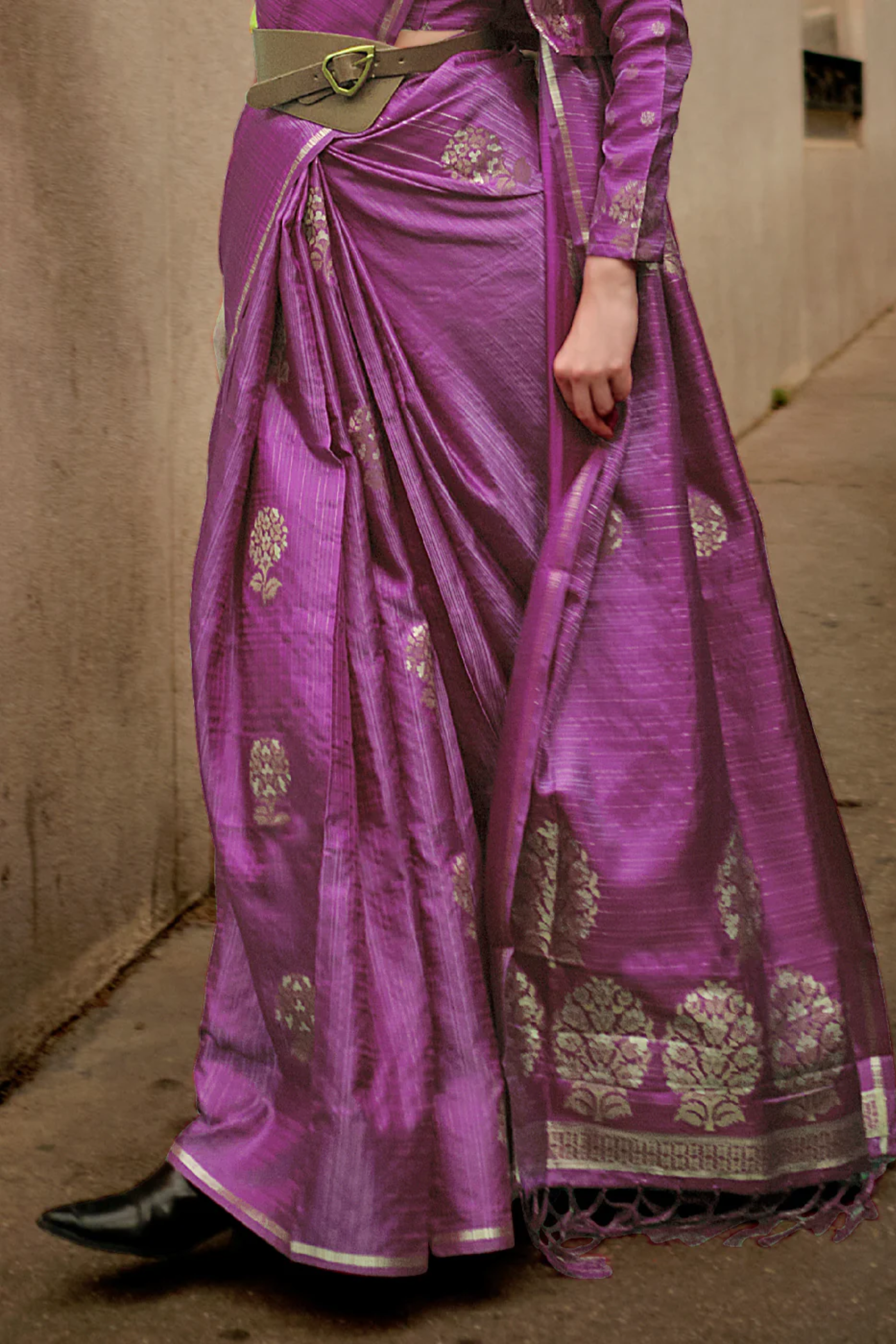 Viola Purple Woven Banarasi Satin Silk Saree