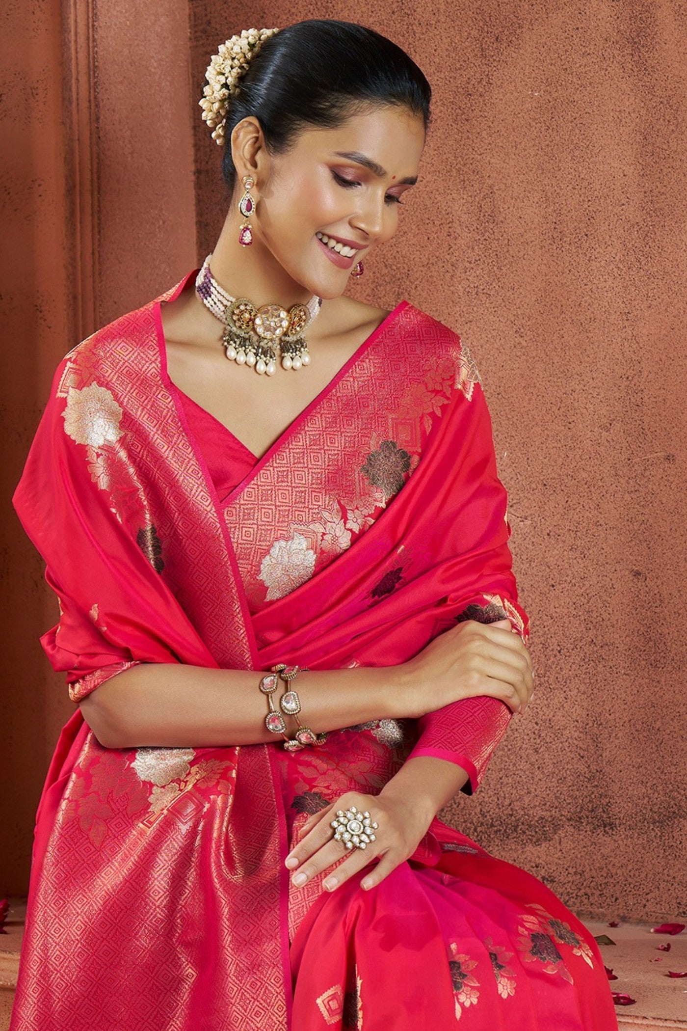 Romance Red Woven Banarasi Saree