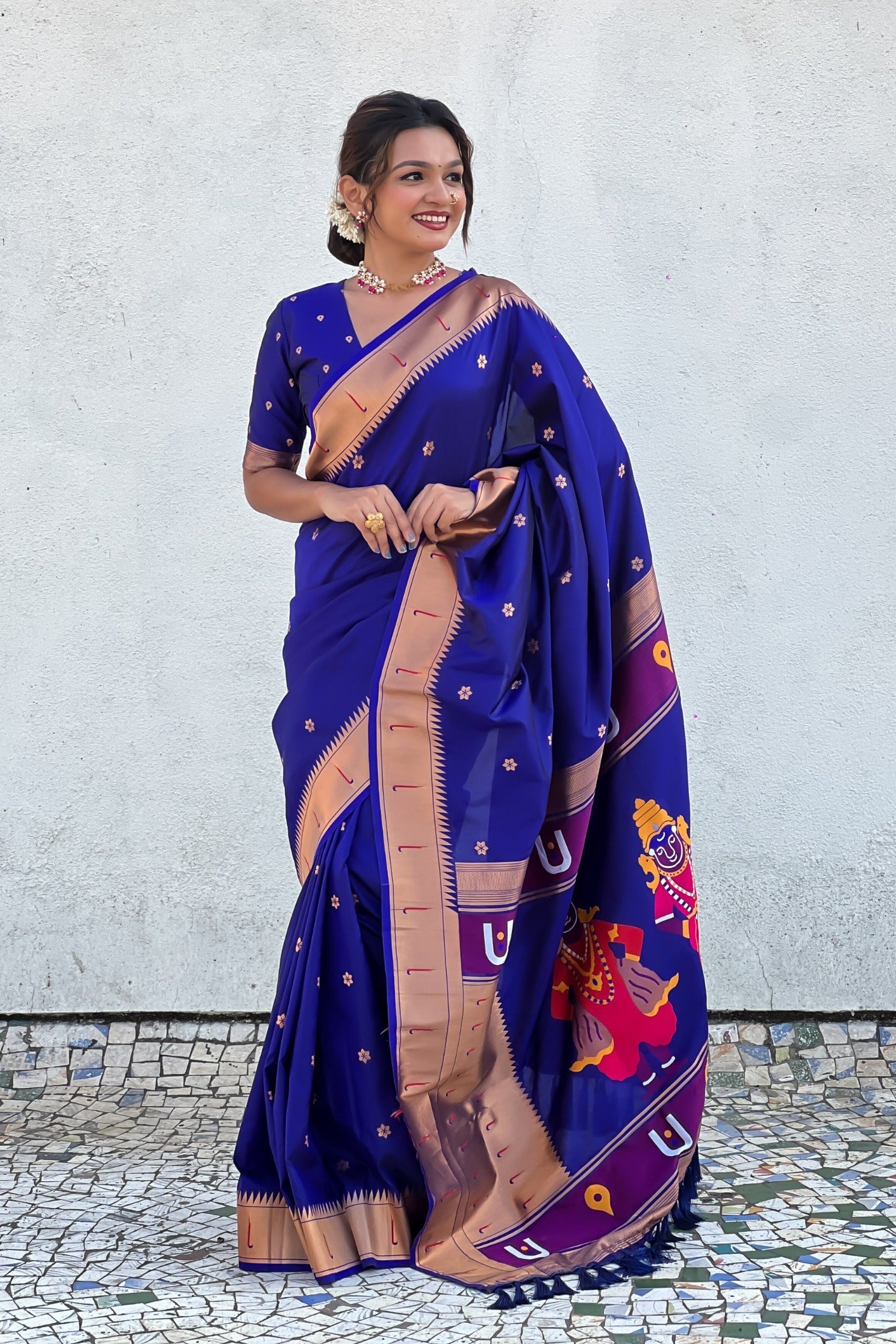 Azure Blue Woven Paithani Saree