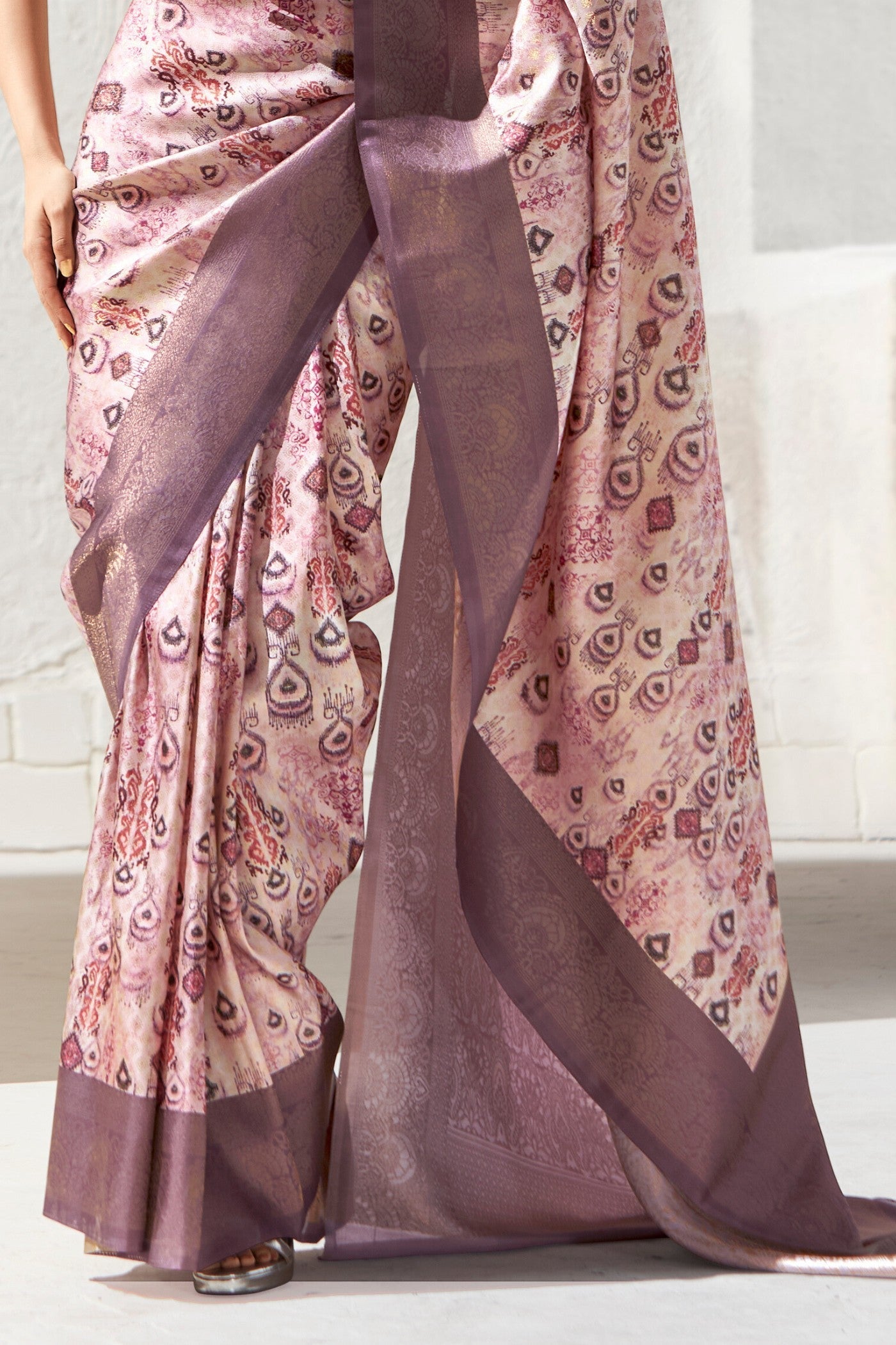 Burnished Purple Banarasi Digital Printed Saree