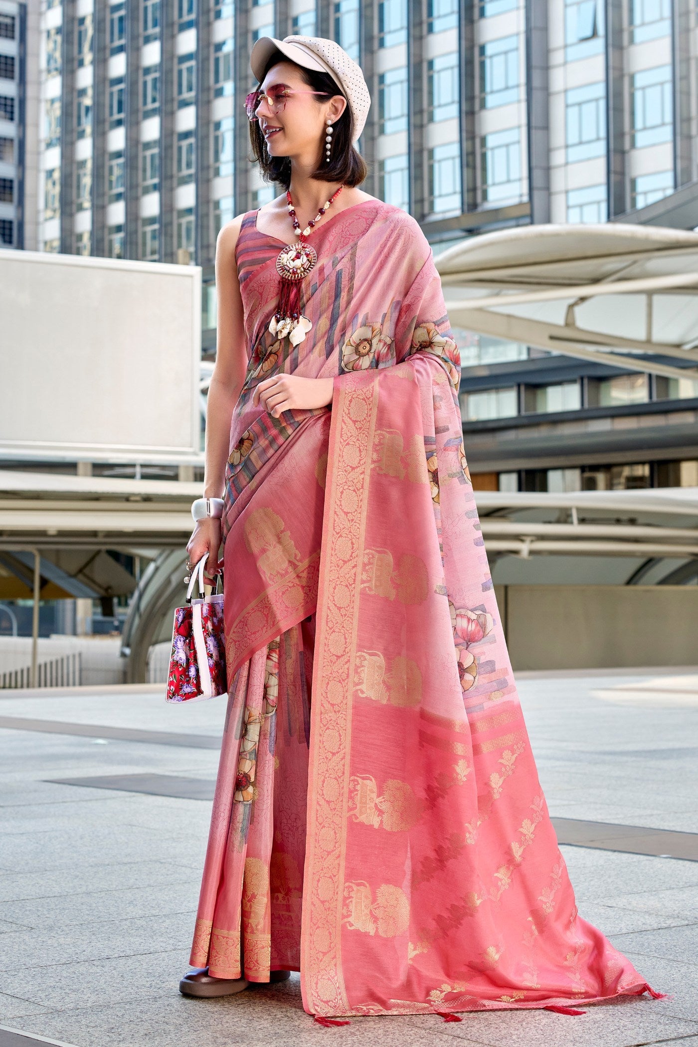 Punch Pink Banarasi Handloom Saree