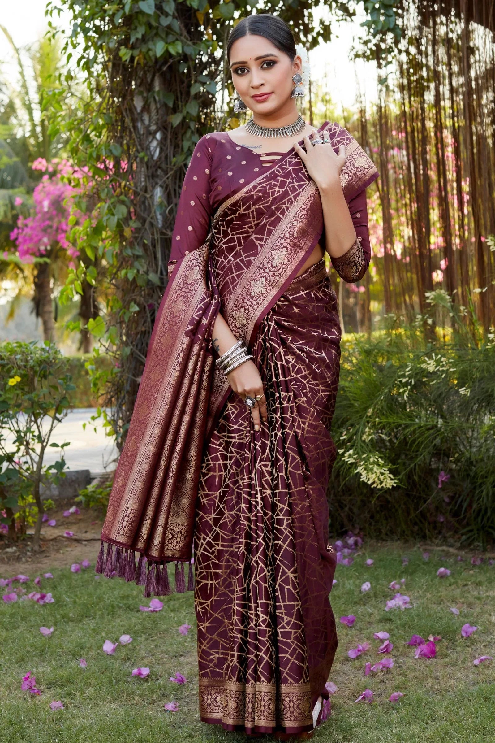 Maroon Color Pure Kanjivaram Soft Satin Silk Saree