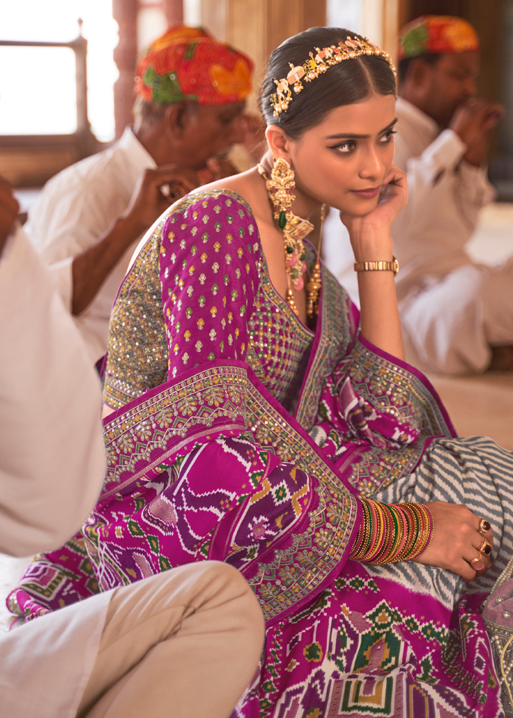 Can Purple and White Woven Patola Saree