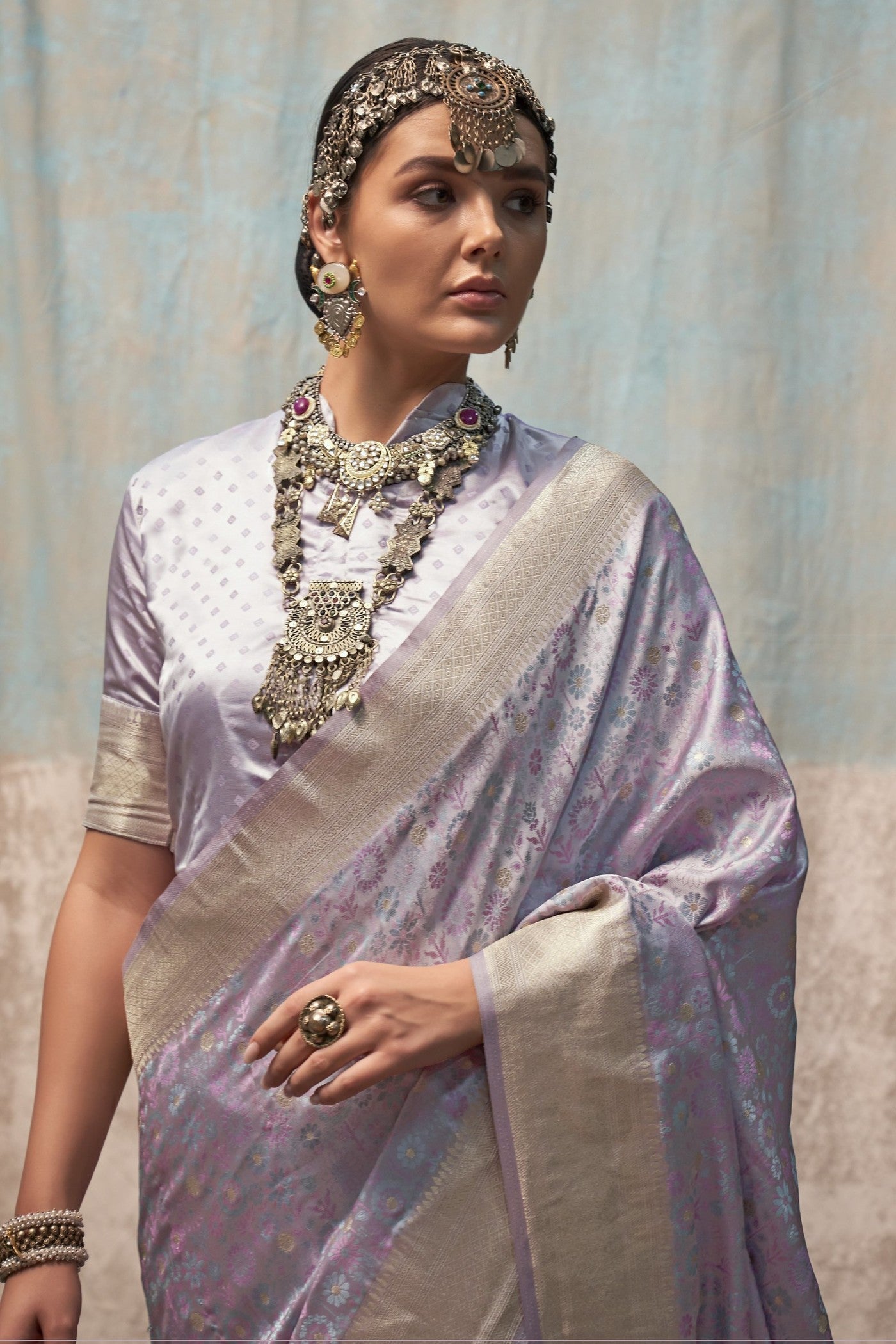 Shadows Grey Banarasi Handloom Saree