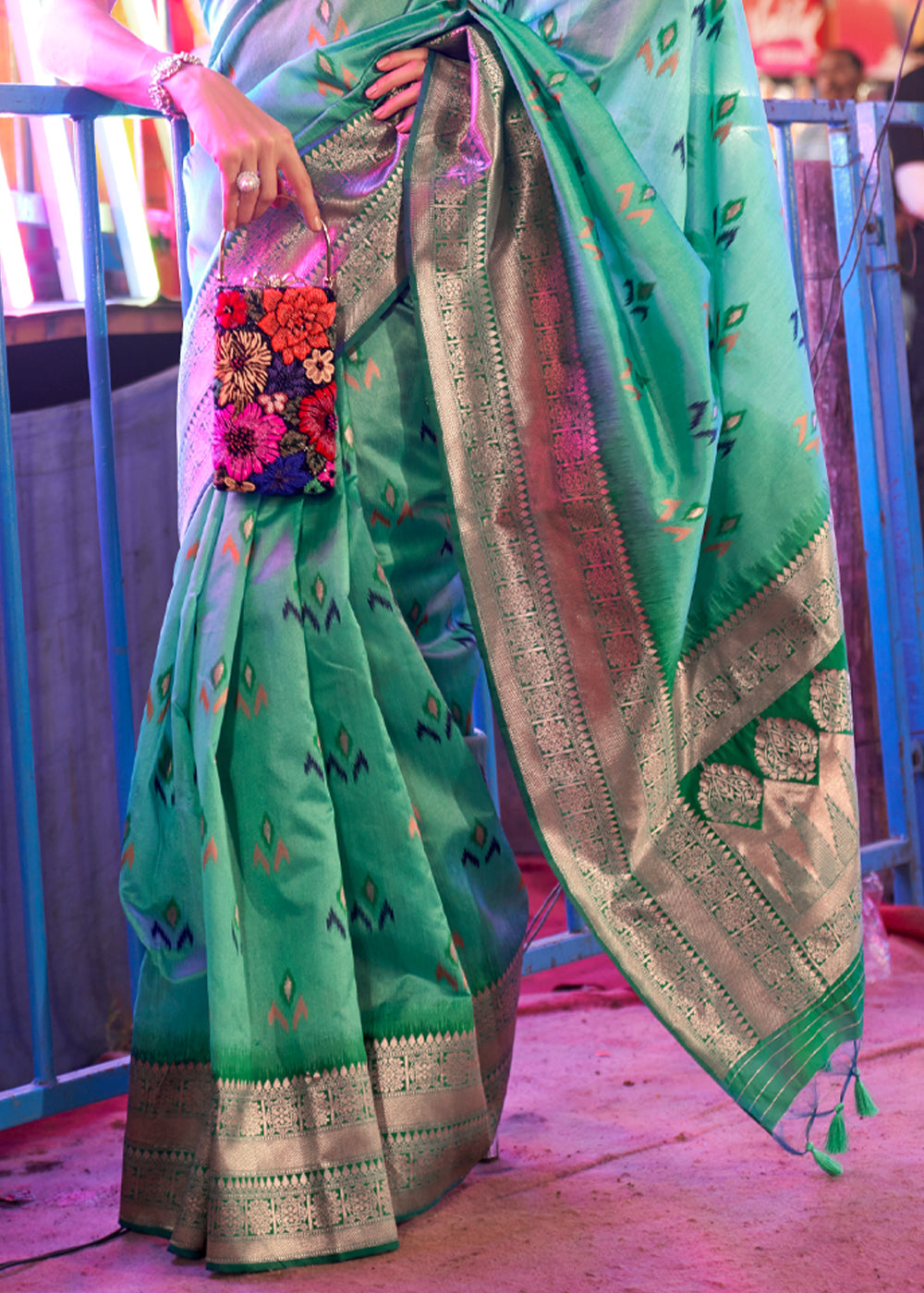 Sea Nymph Green Handloom Banarasi Silk Saree