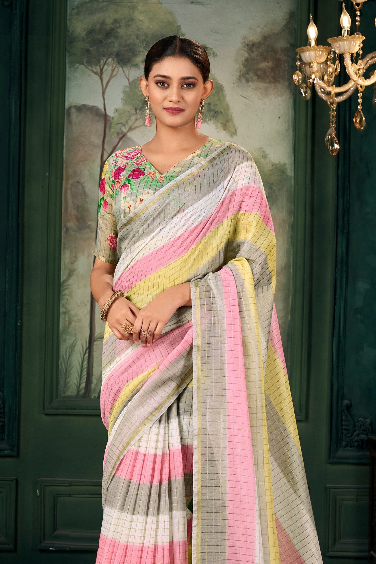 Mauvelous Pink Chanderi Linen Saree