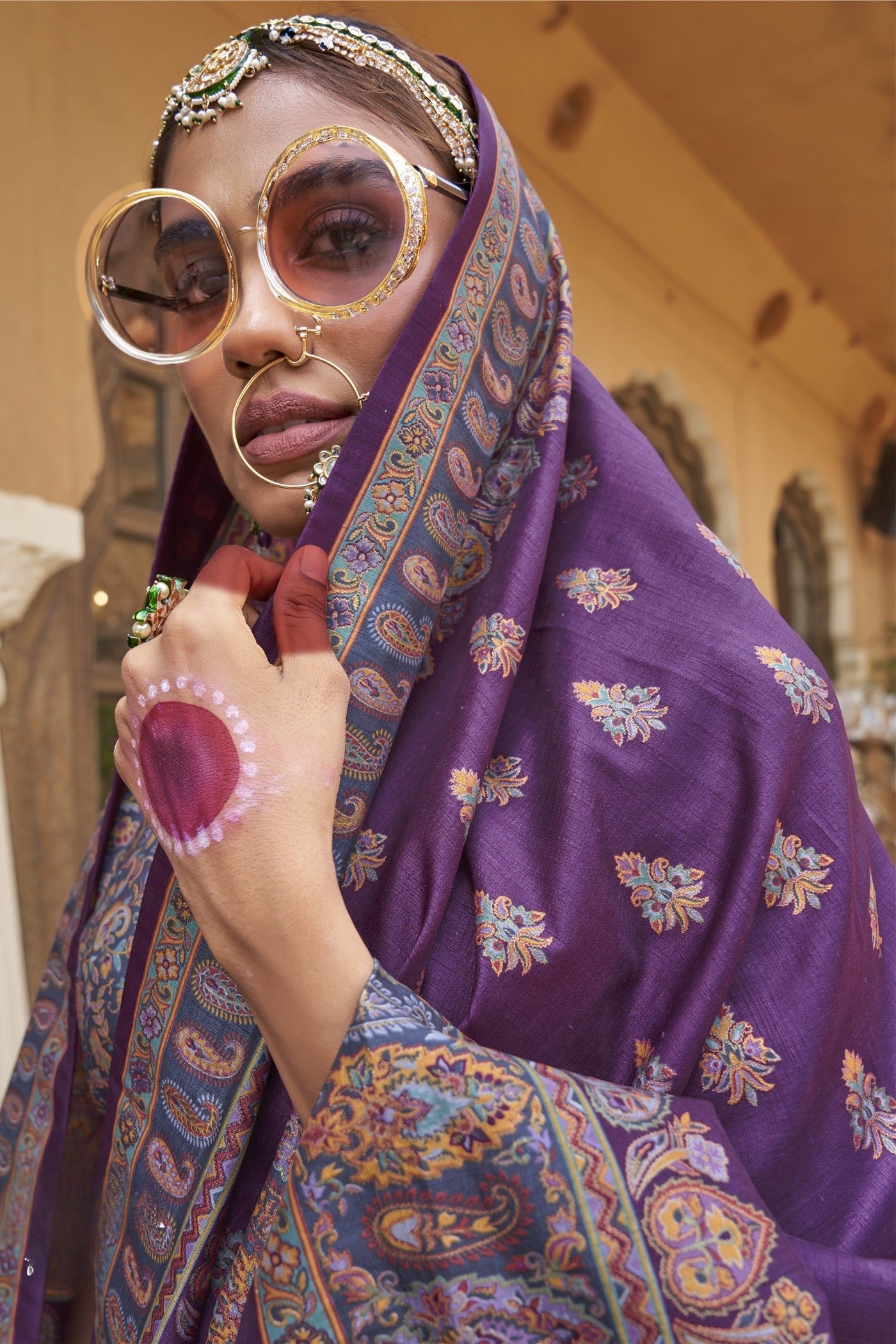 Foxglove Purple Banarasi Jamawar Saree